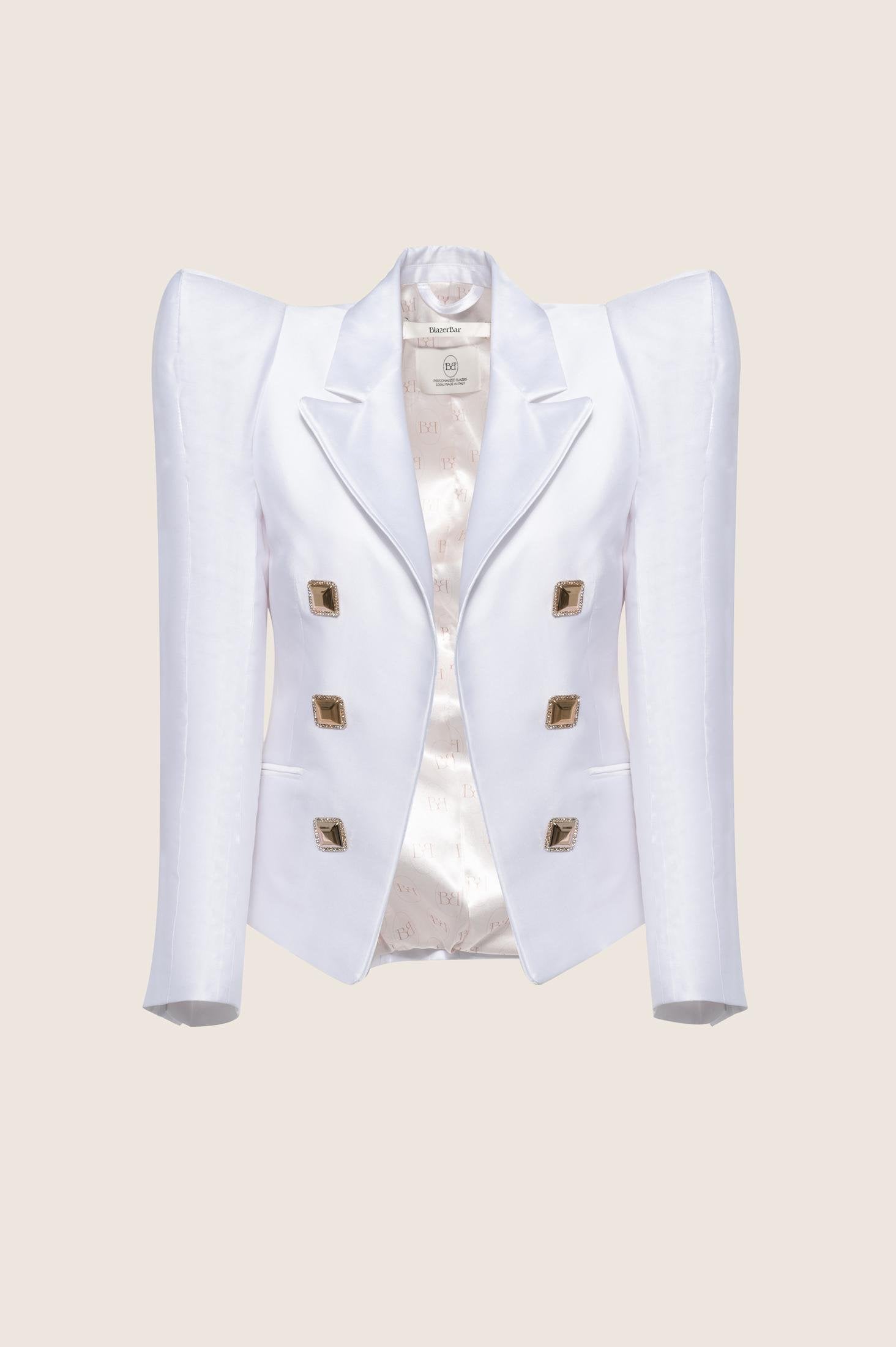 Blazer Crop in Mikado con Bottoni in Cristallo Swarovski