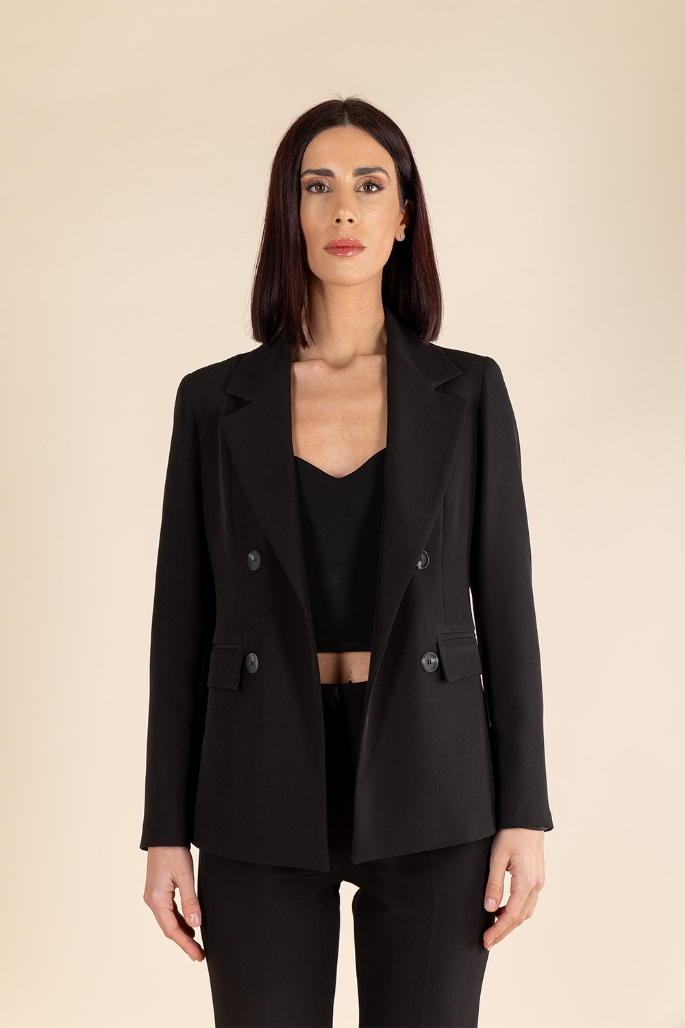 Essential Double Breasted Blazer in Black