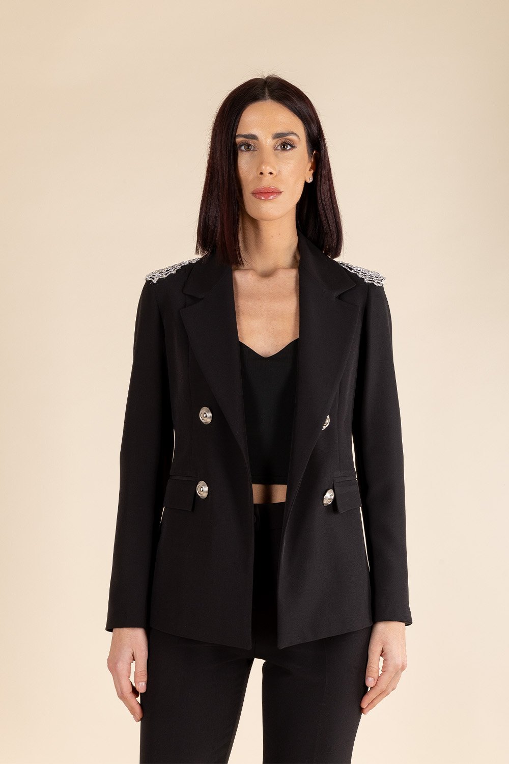 Essential Double Breasted Blazer in Black