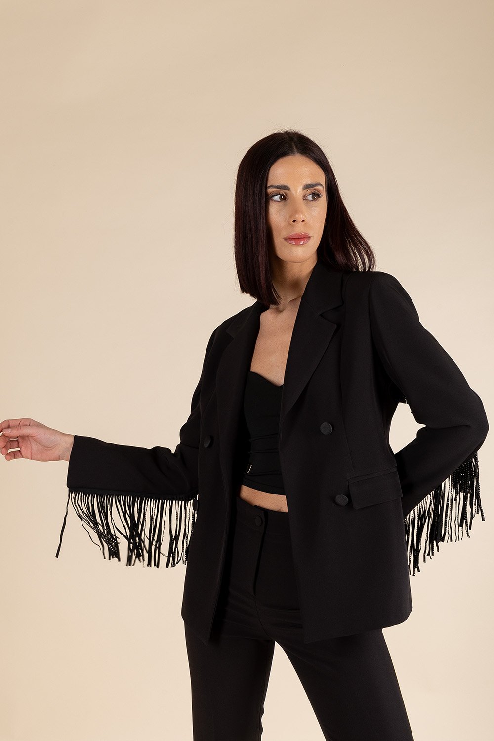 Essential Double Breasted Blazer in Black