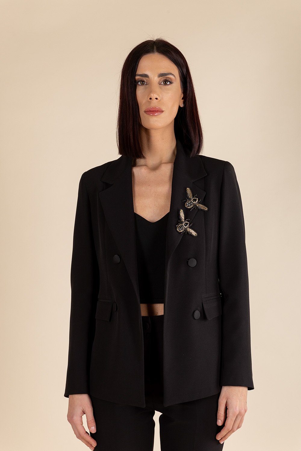 Essential Double Breasted Blazer in Black