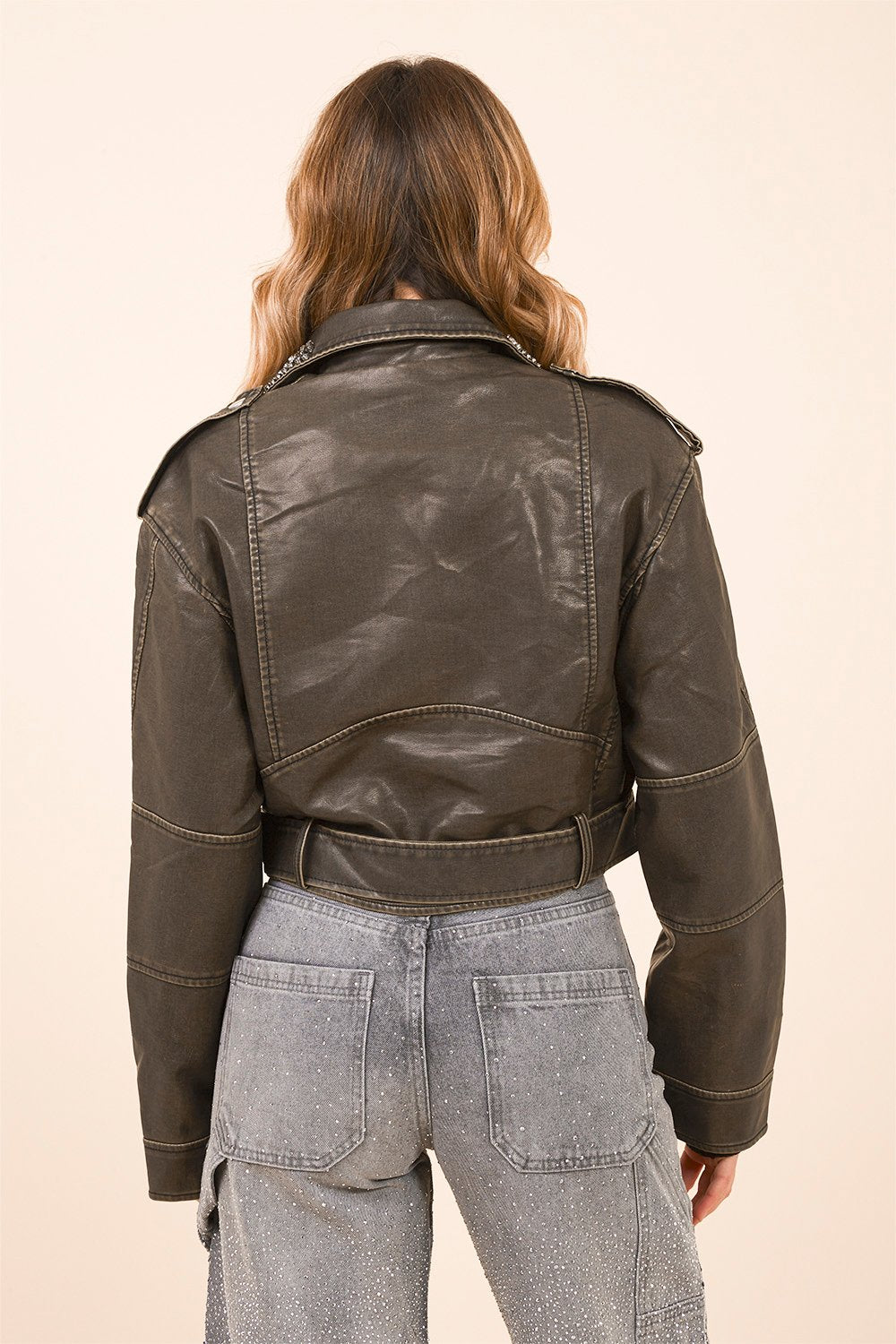 Giubbino in pelle Vegan con Decorazioni