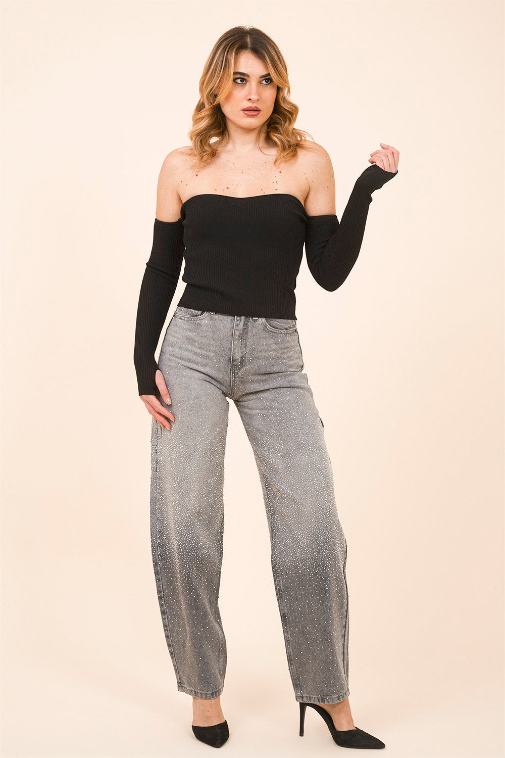 Jeans Sparkle Flare in Grey