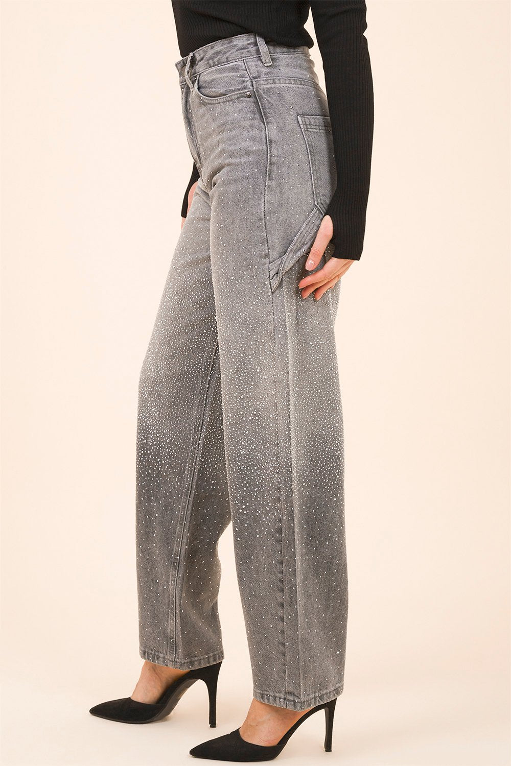 Sparkle Flare Jeans in Grey