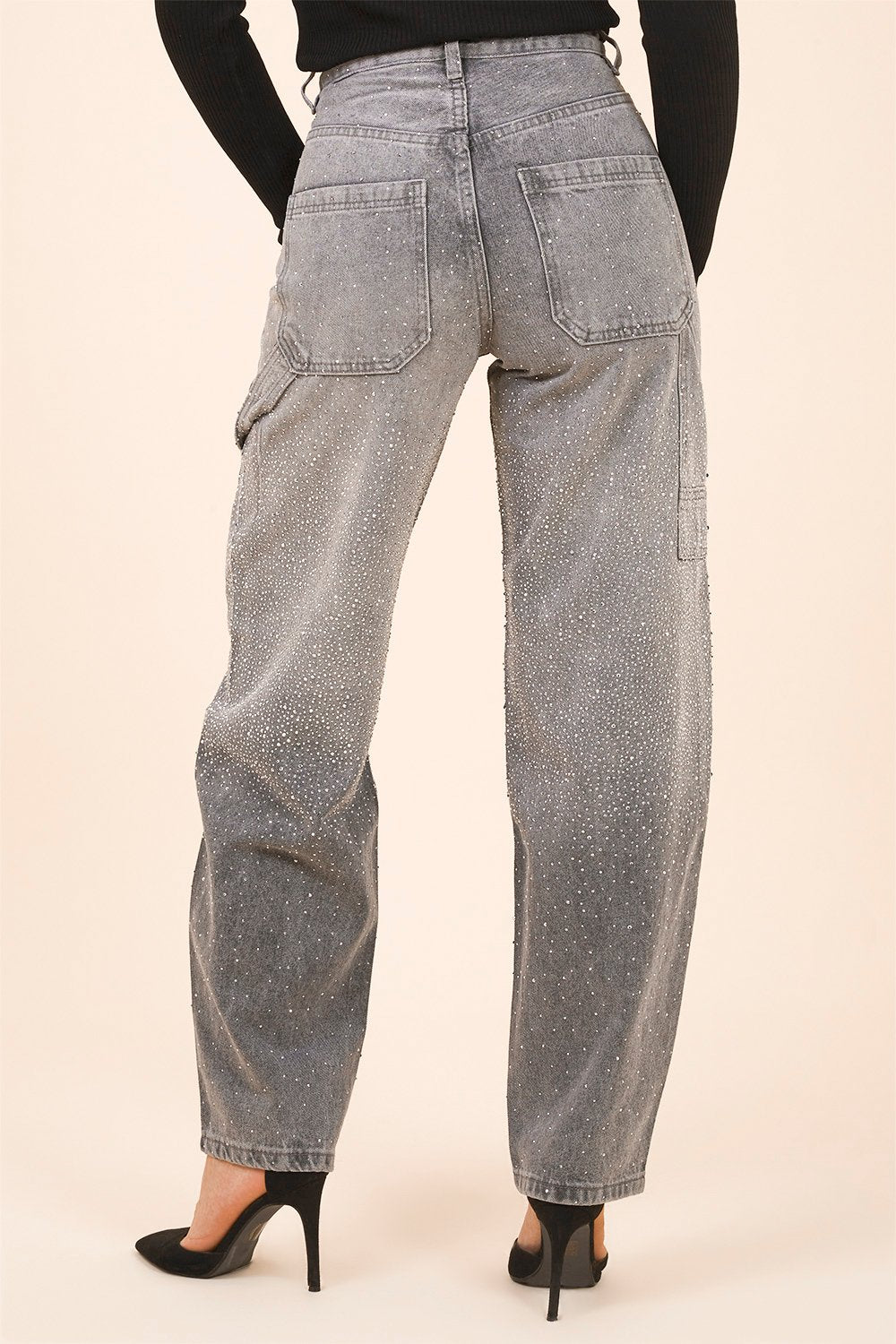 Sparkle Flare Jeans in Grey