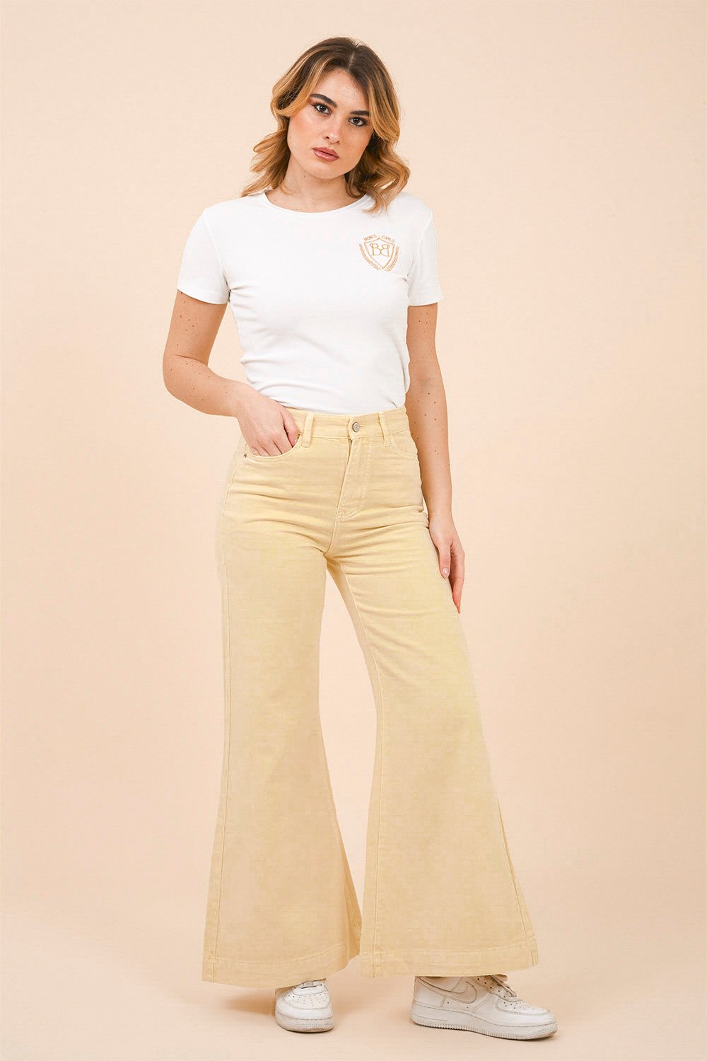 Pantalone a Vita Alta Giallo