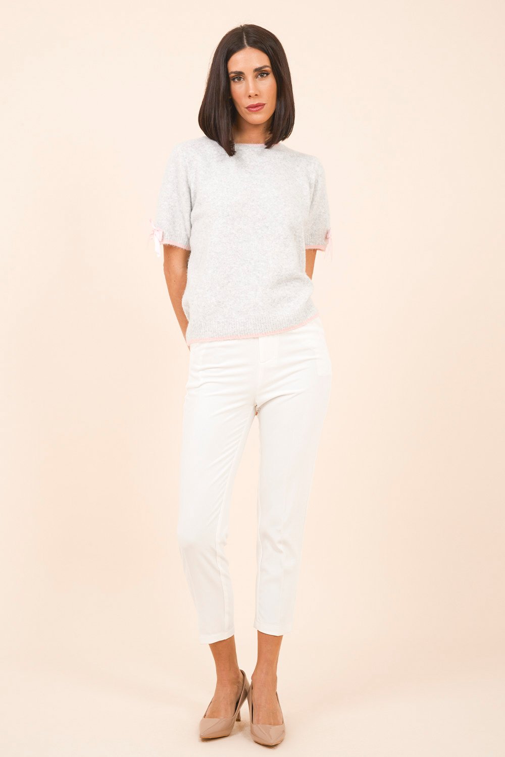 Baby Pink Short Sleeve Soft Sweater