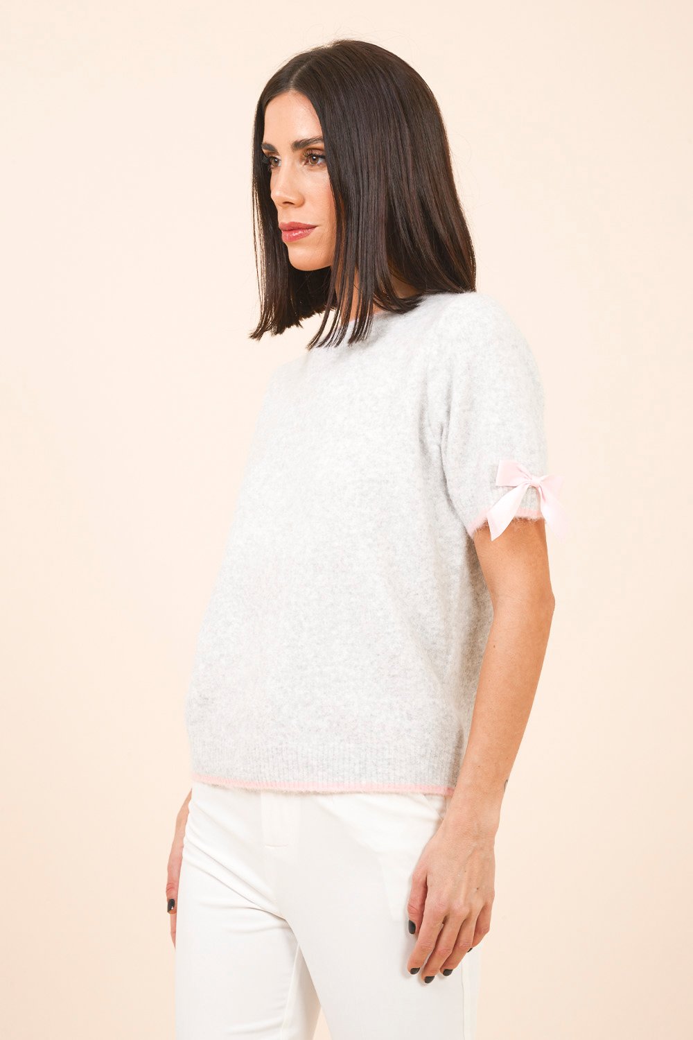 Baby Pink Short Sleeve Soft Sweater