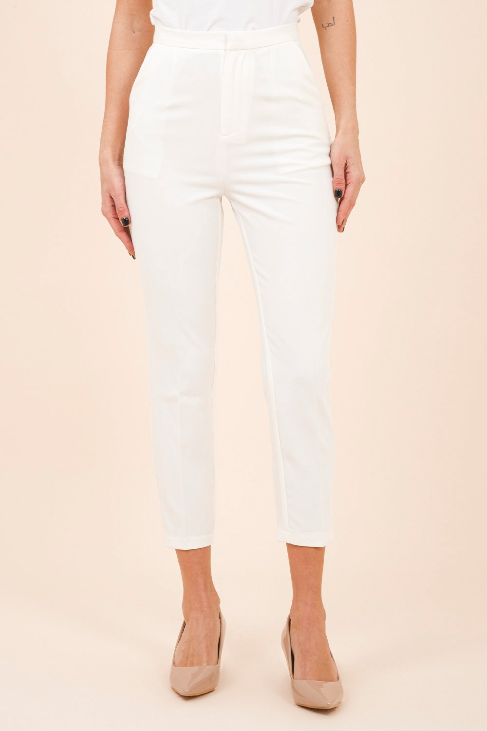 Pantaloni in Crêpe Bianco