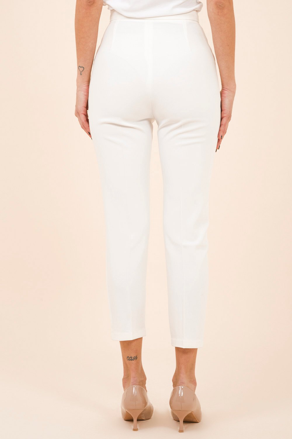 Pantaloni in Crêpe Bianco