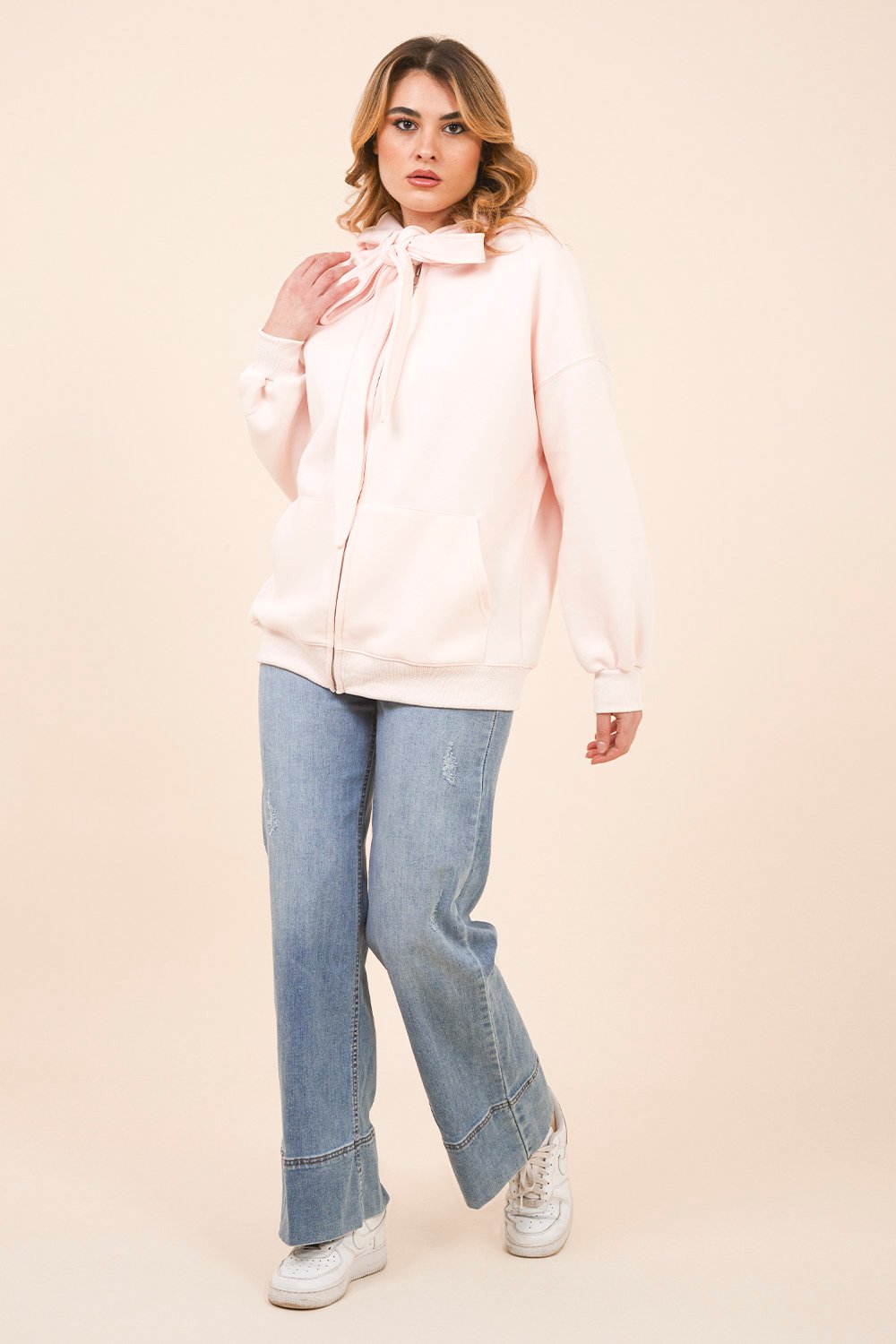 Jeans a Gamba Larga con Risvolto