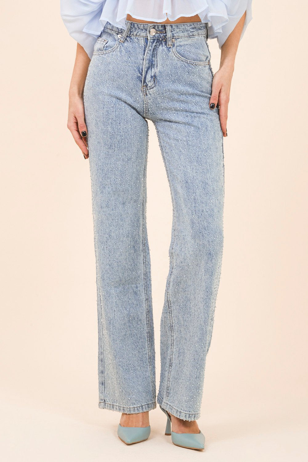 Jeans Sparkle Flare in Light Blue