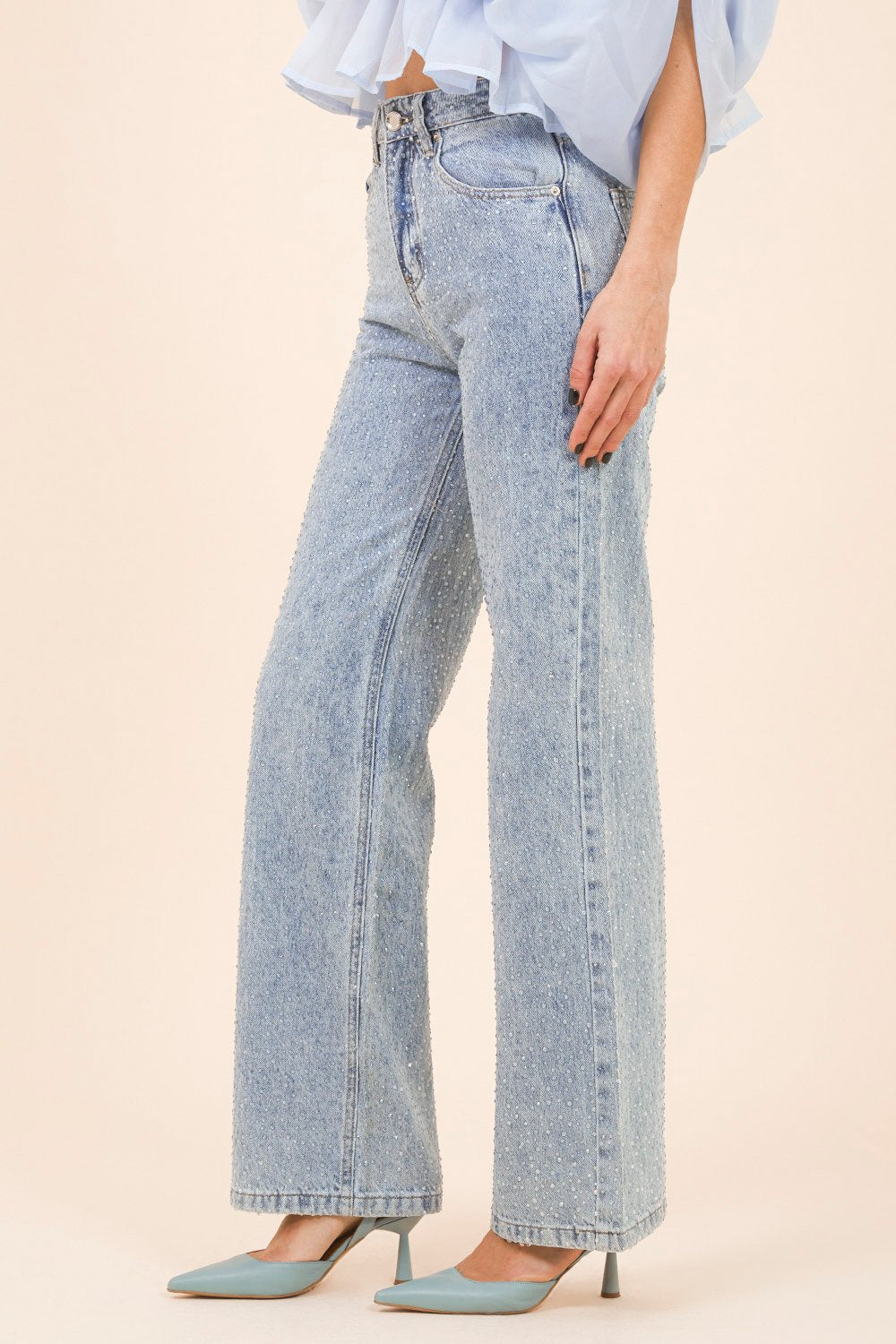 Jeans Sparkle Flare in Light Blue