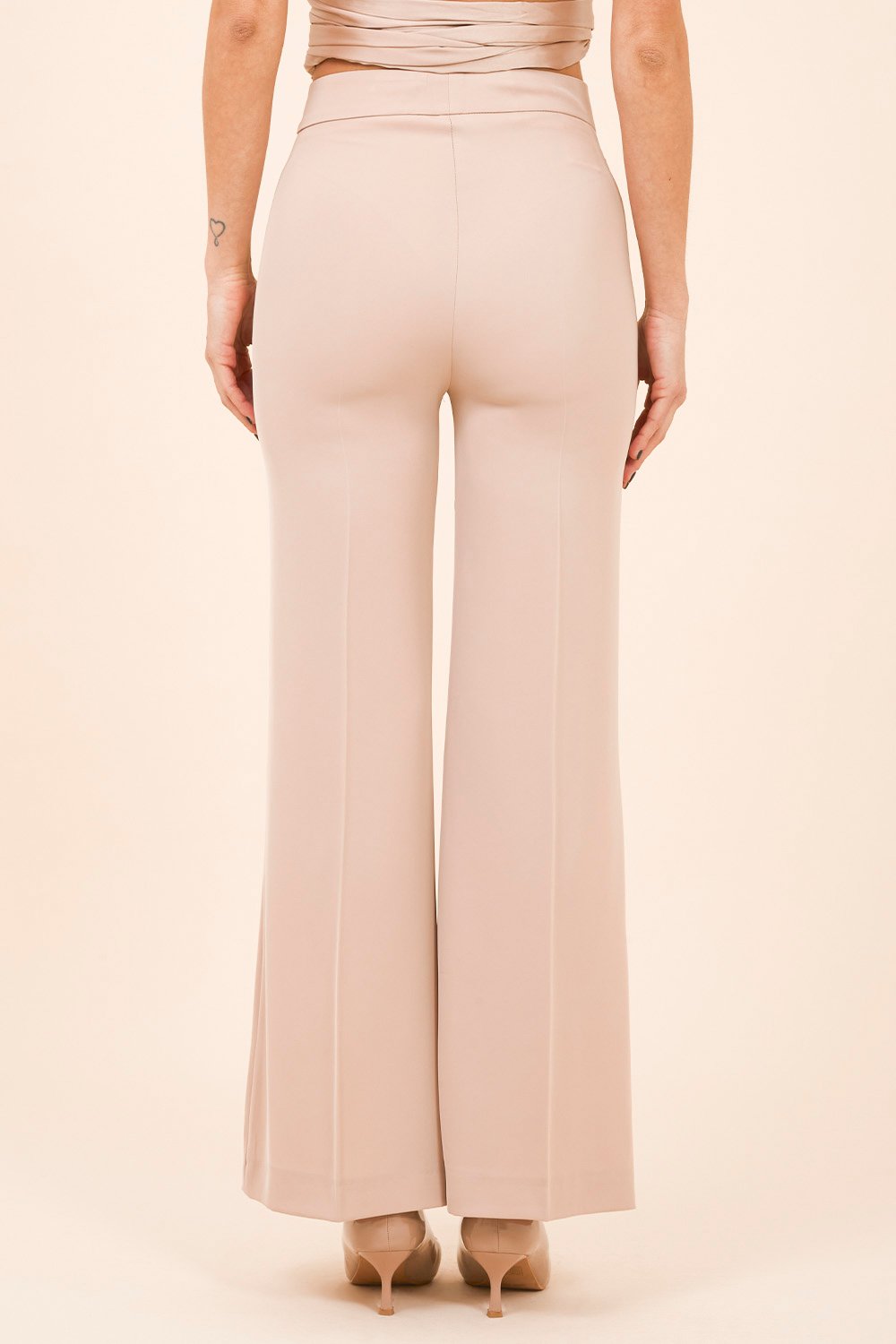 Double Breasted Crepe Suit with Champagne Satin Lapel