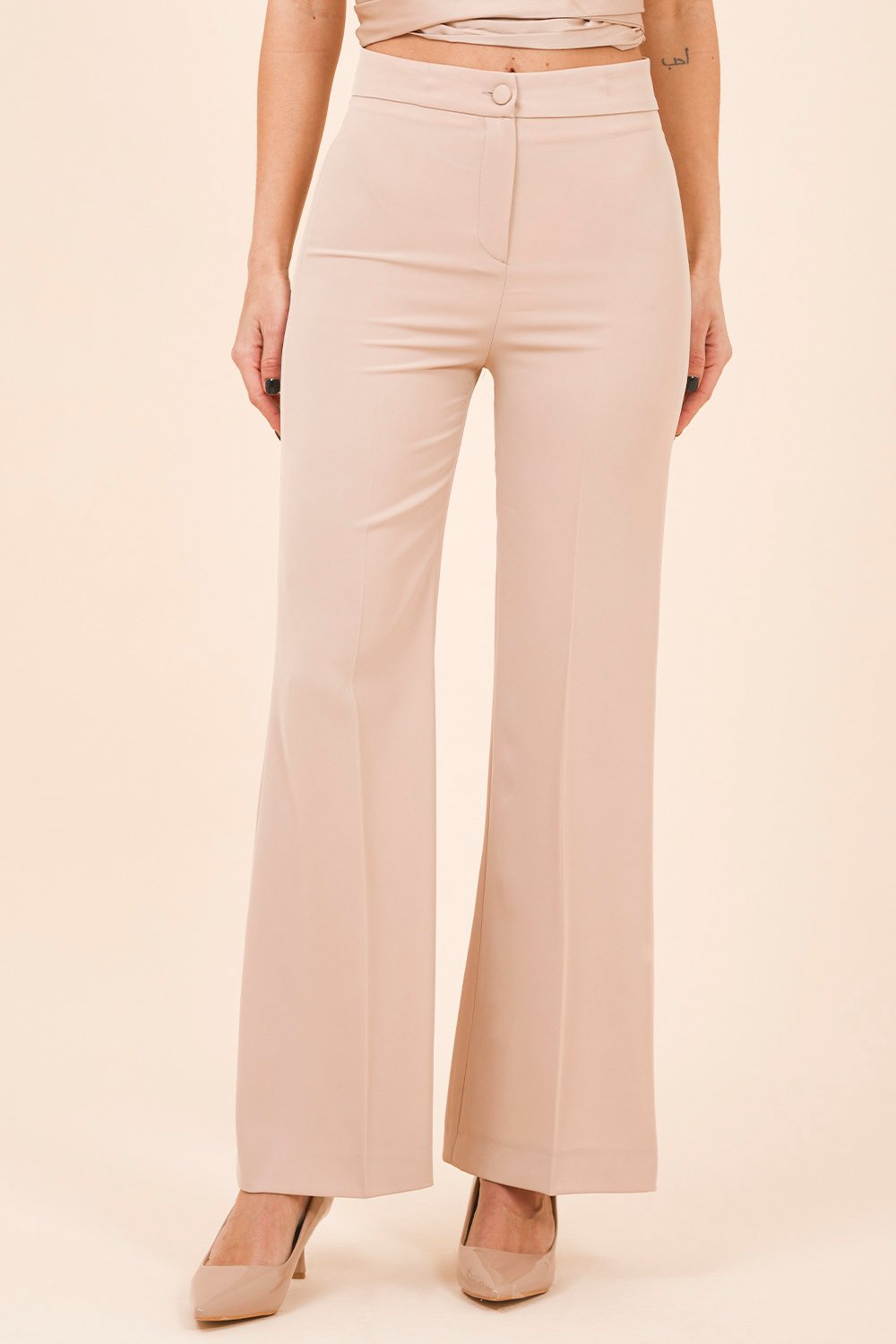 Double Breasted Crepe Suit with Champagne Satin Lapel