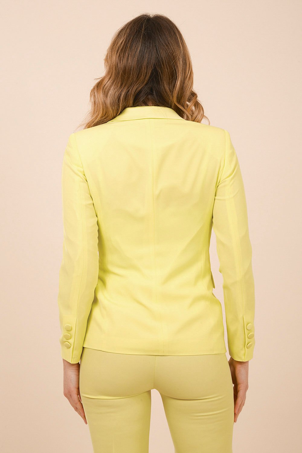 Double Breasted Crepe Suit with Satin Shiny Lemon Lapel