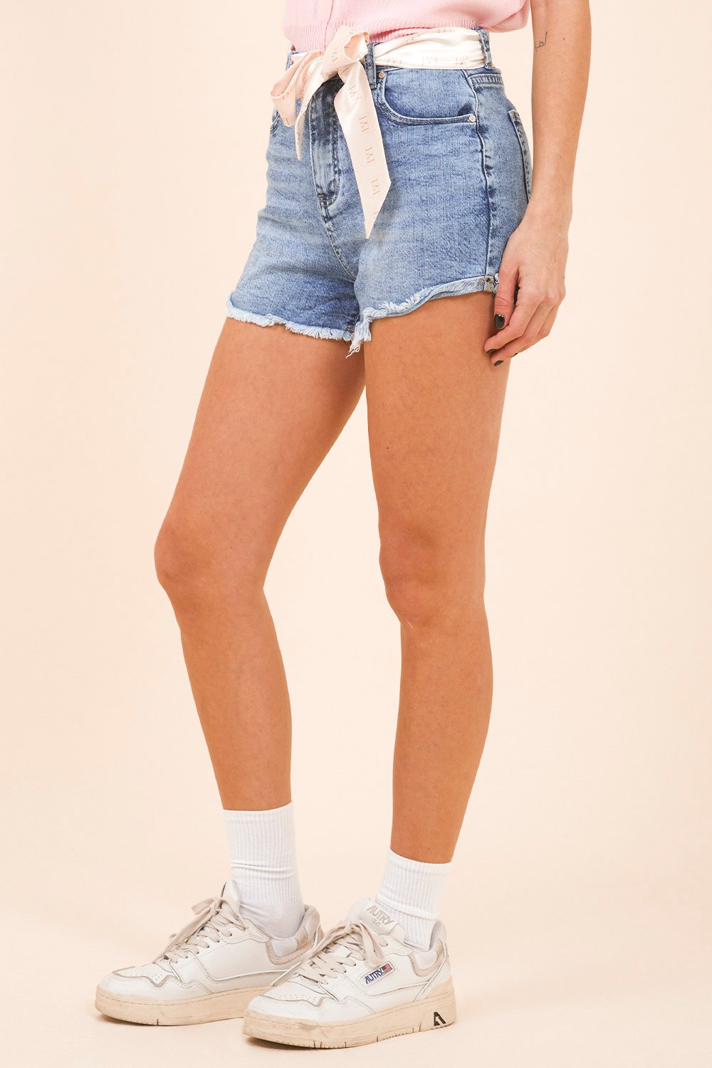 Shorts in Denim con Foulard