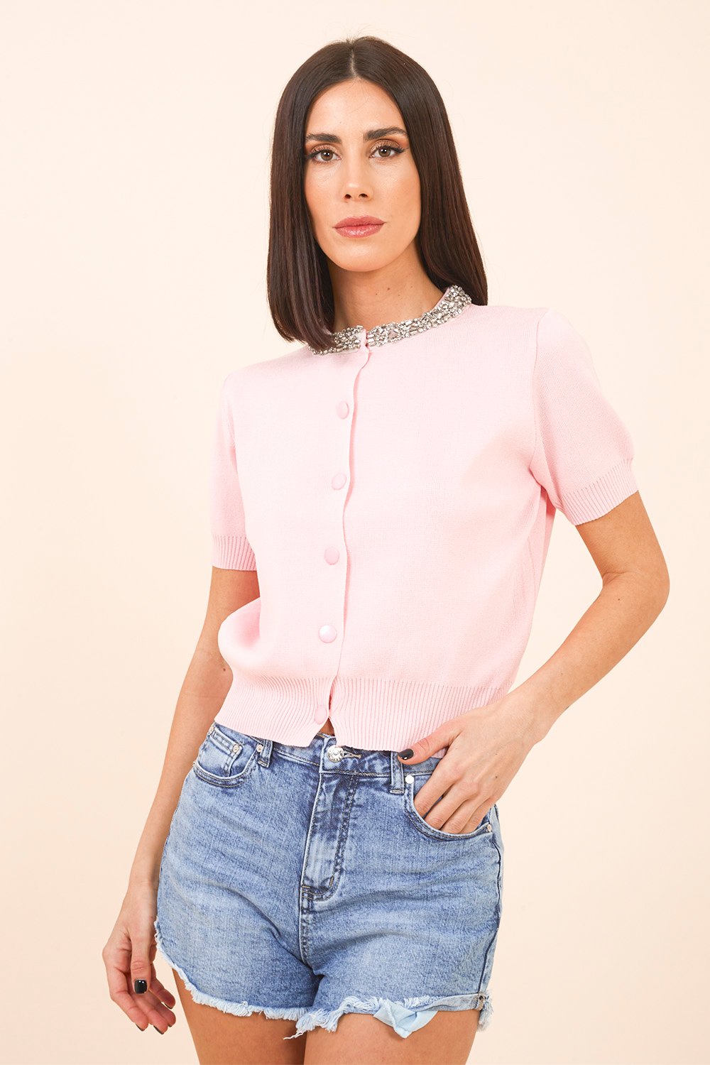 Shorts in Denim con Foulard