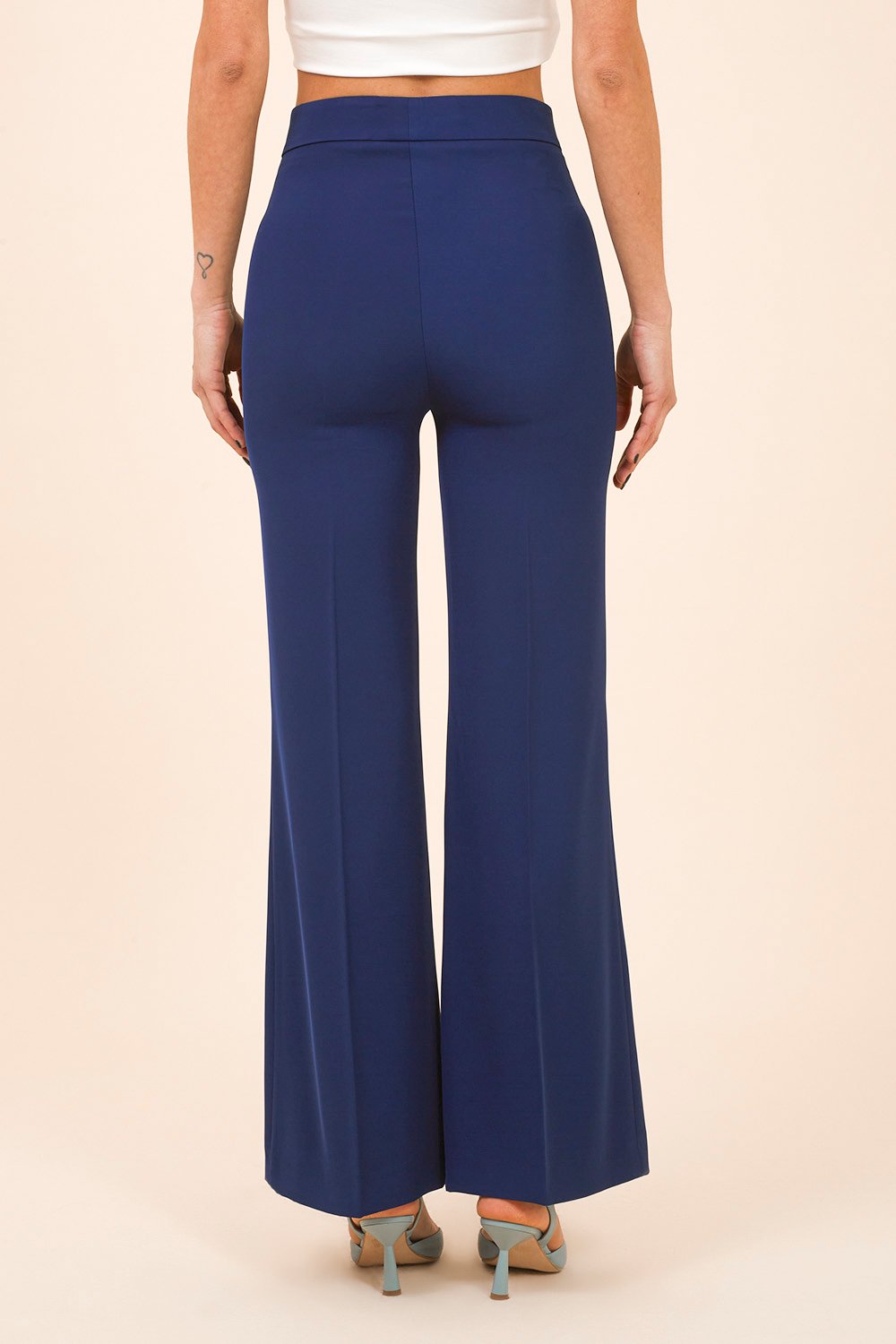 Double Breasted Crepe Suit with Blue Satin Lapel