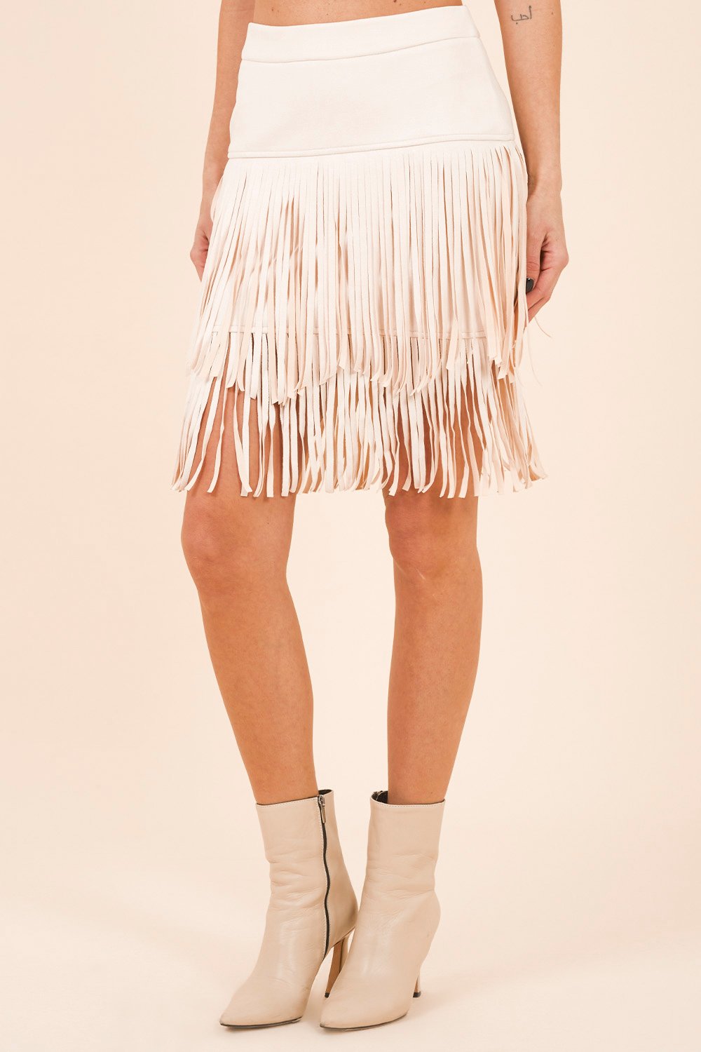Alcantara Skirt with Fringes