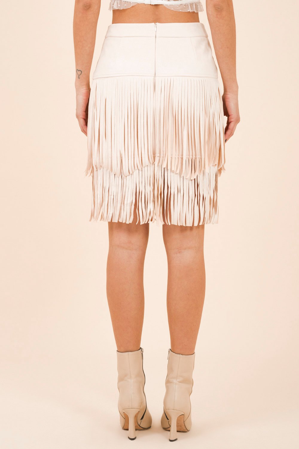 Alcantara Skirt with Fringes