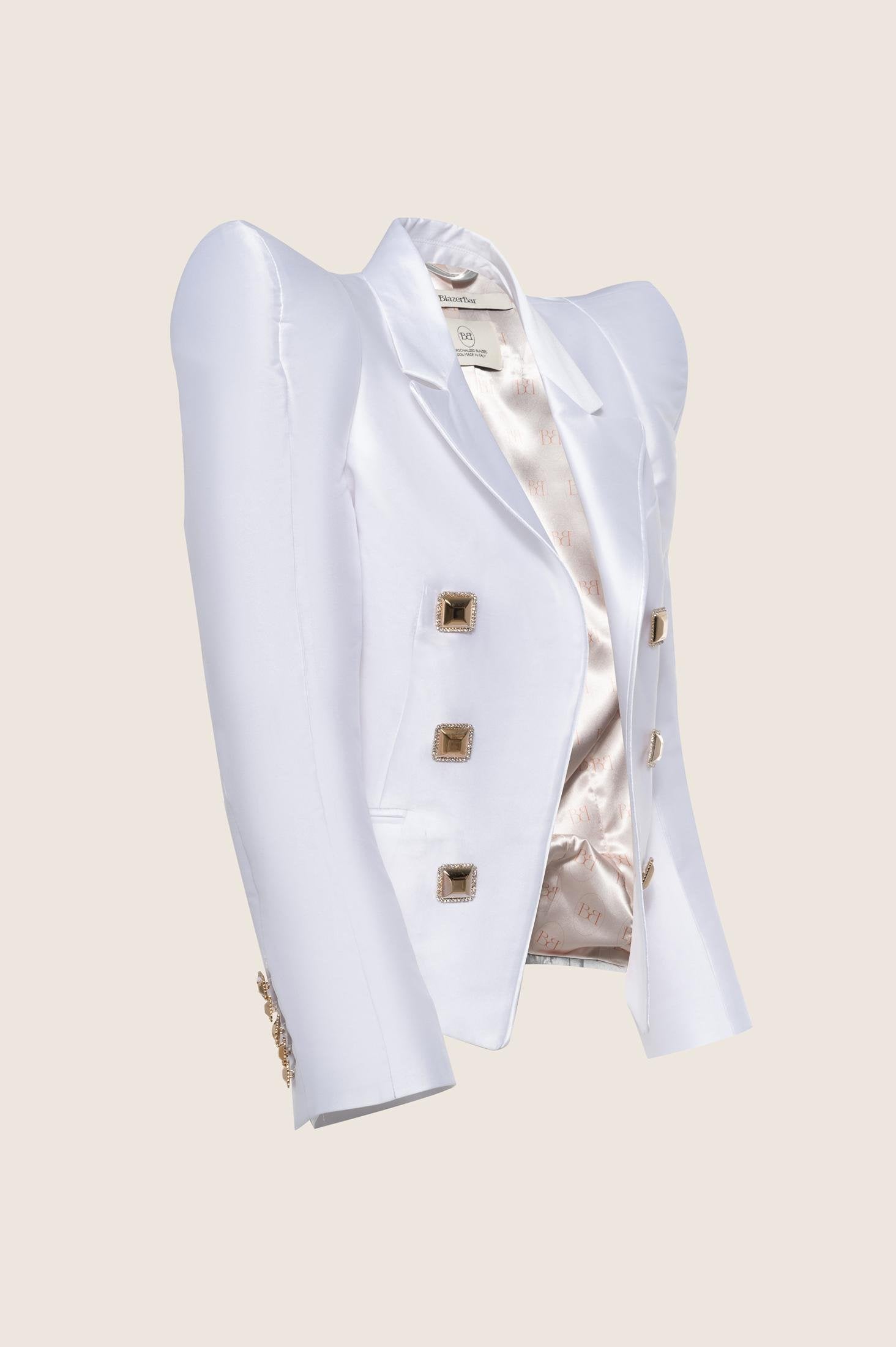 Blazer Crop in Mikado con Bottoni in Cristallo Swarovski