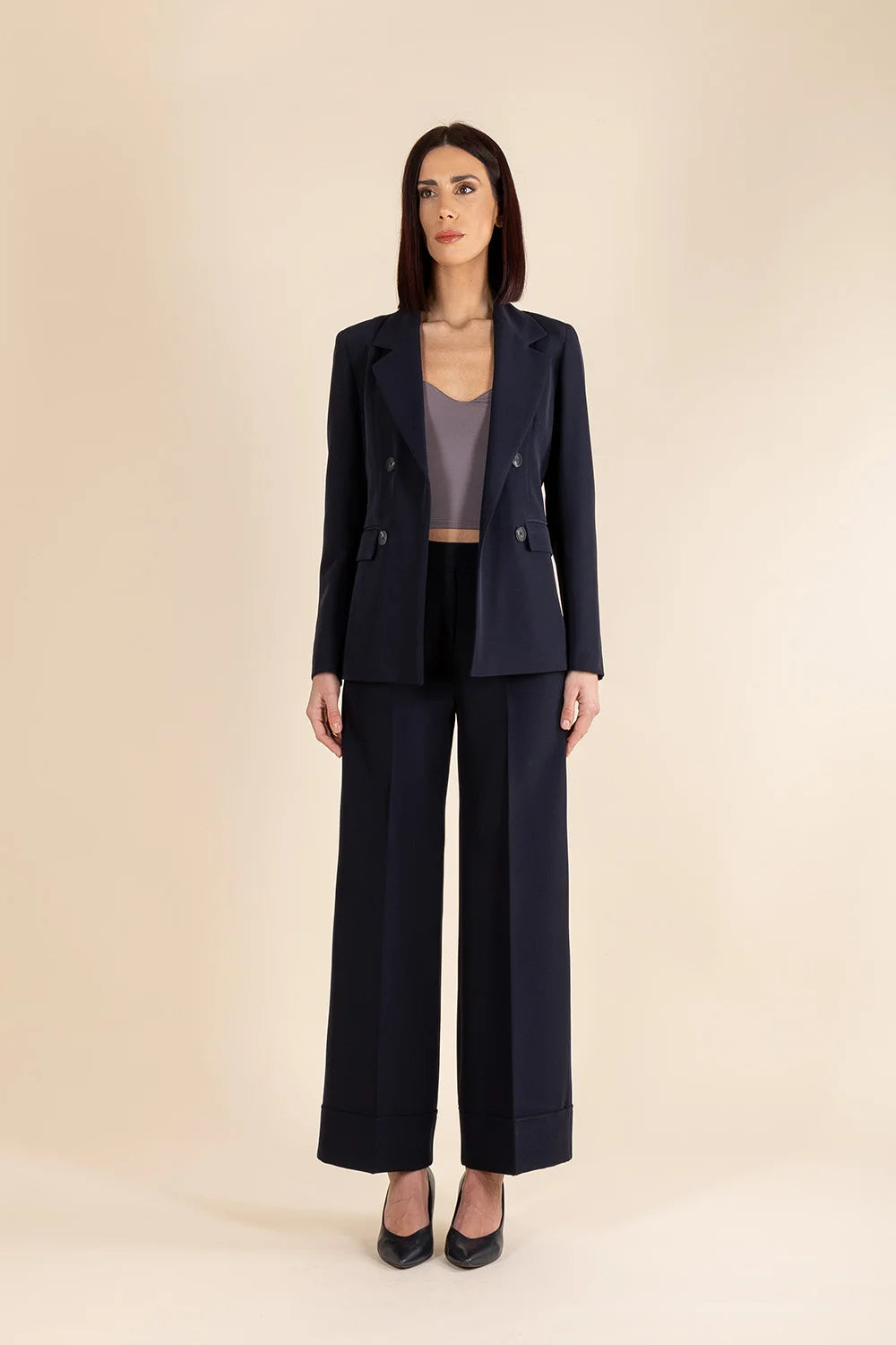 Pantalone Comfy Palazzo Fit in Blu Navy