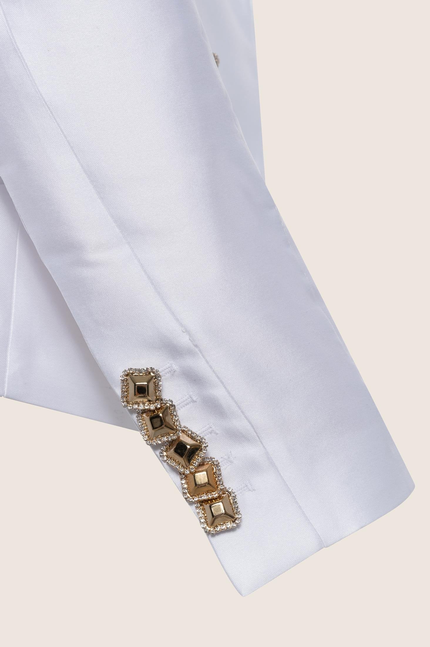 Blazer Crop in Mikado con Bottoni in Cristallo Swarovski