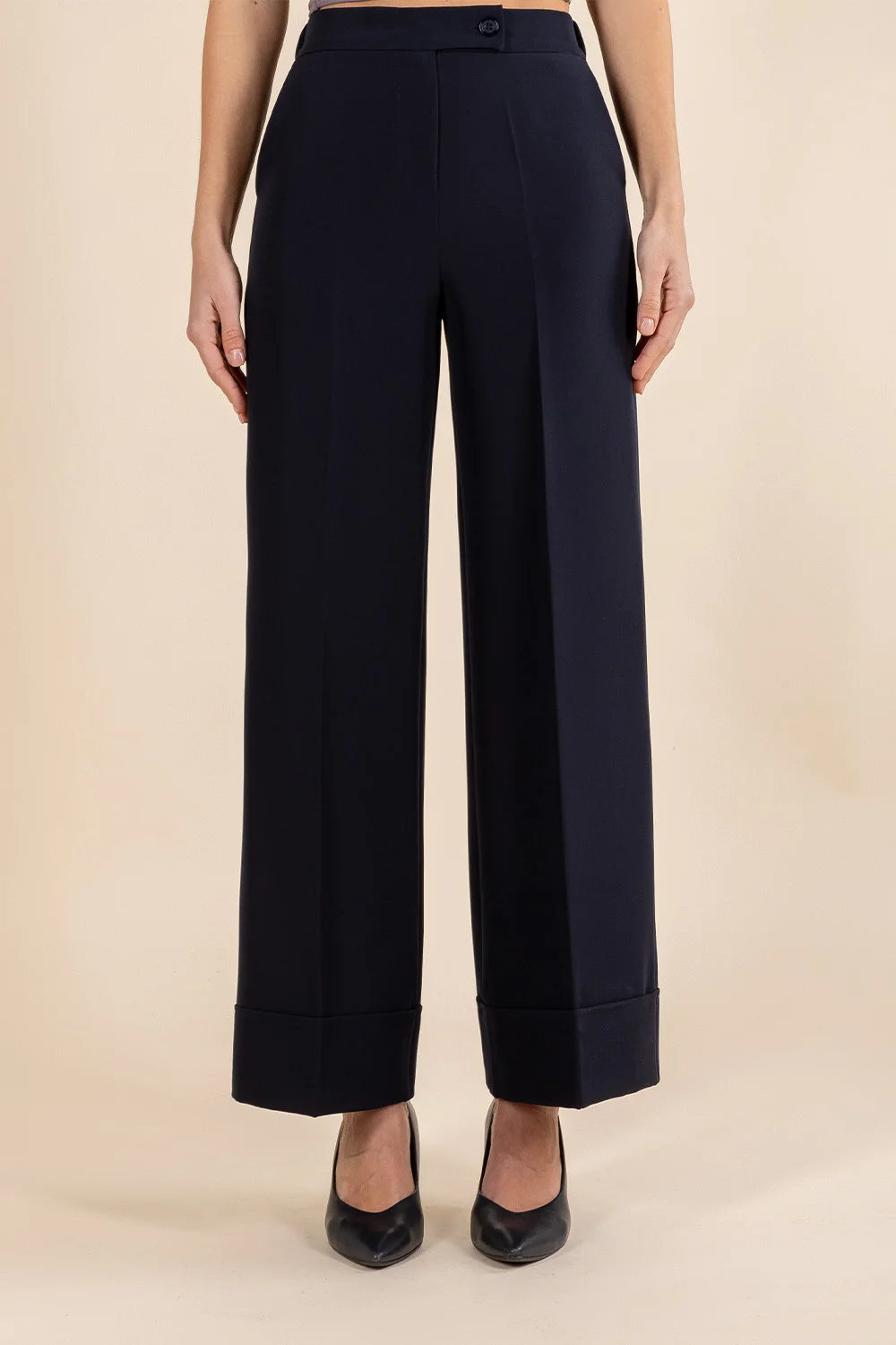 Comfy Palazzo Fit Pants in Navy Blue