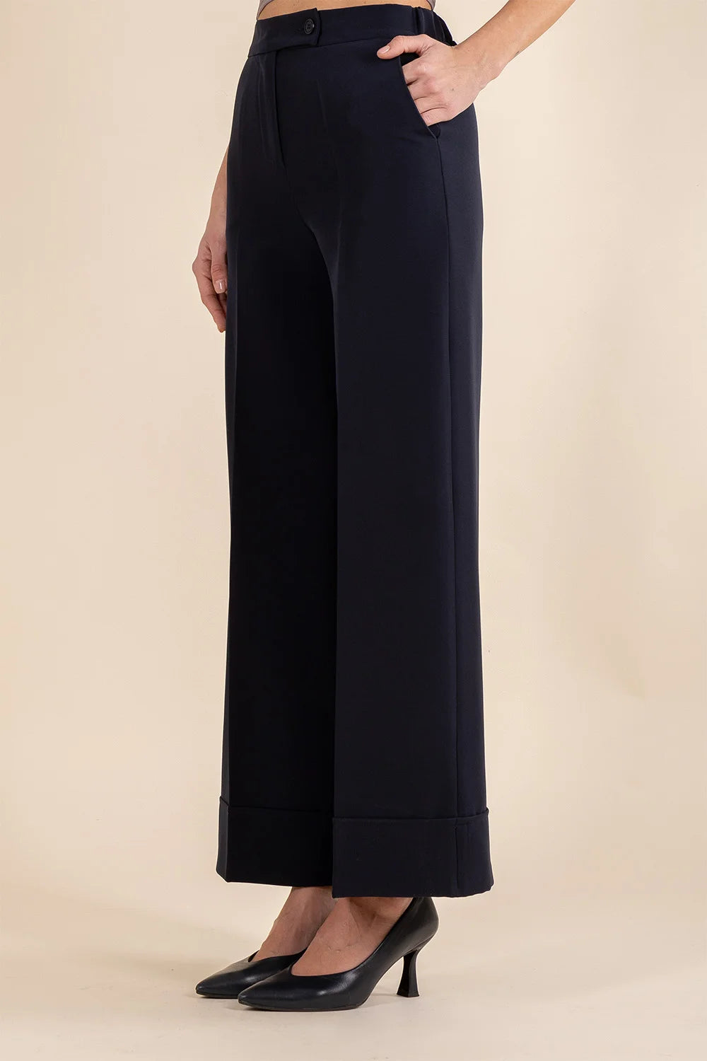 Comfy Palazzo Fit Pants in Navy Blue