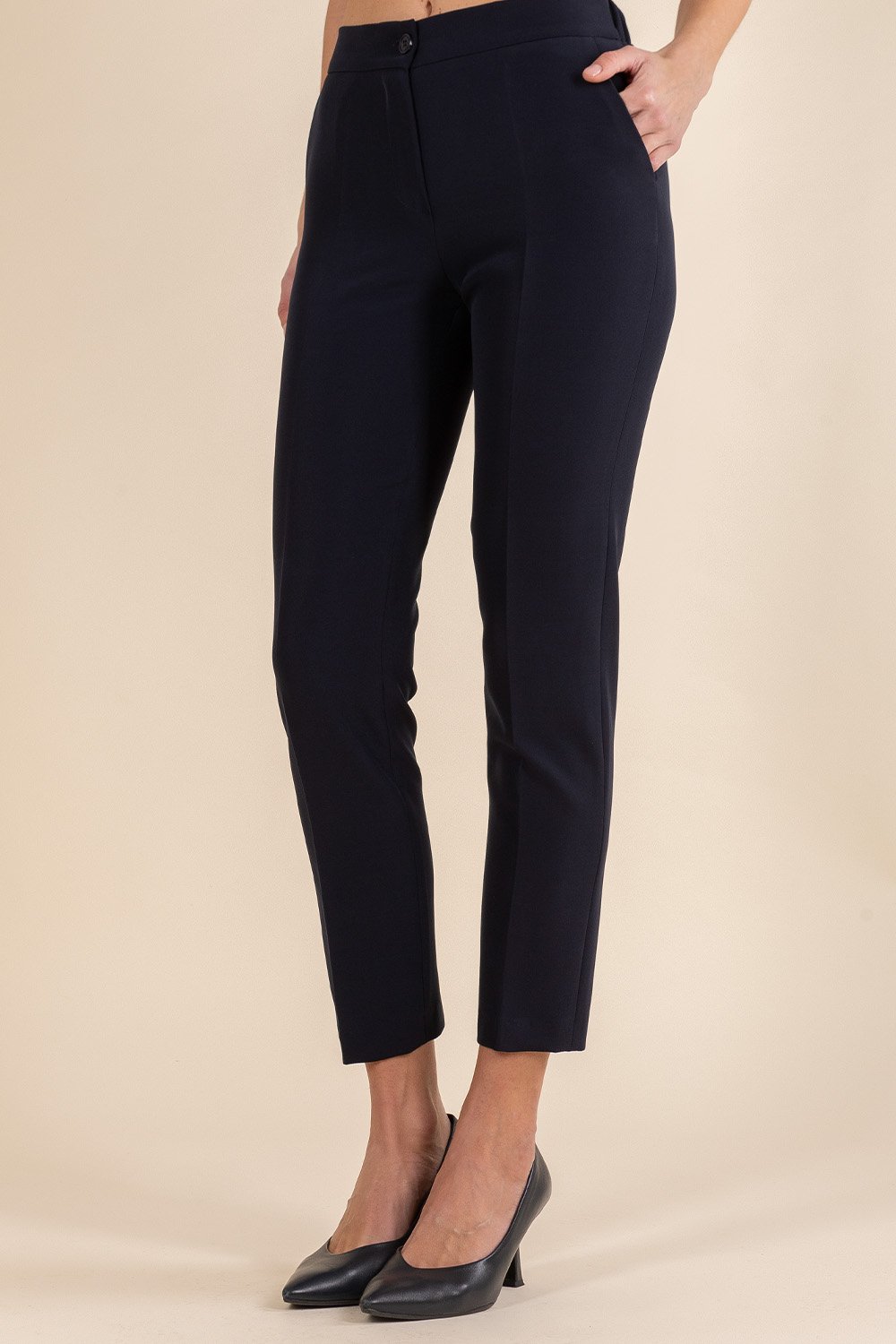 Tailored Cigarette Pants in Navy Blue