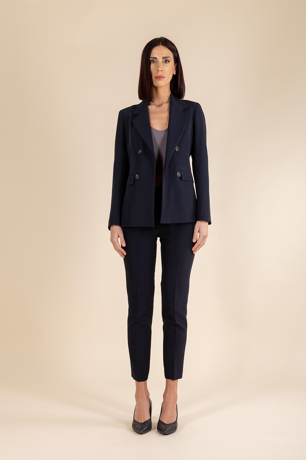 Tailored Cigarette Pants in Navy Blue