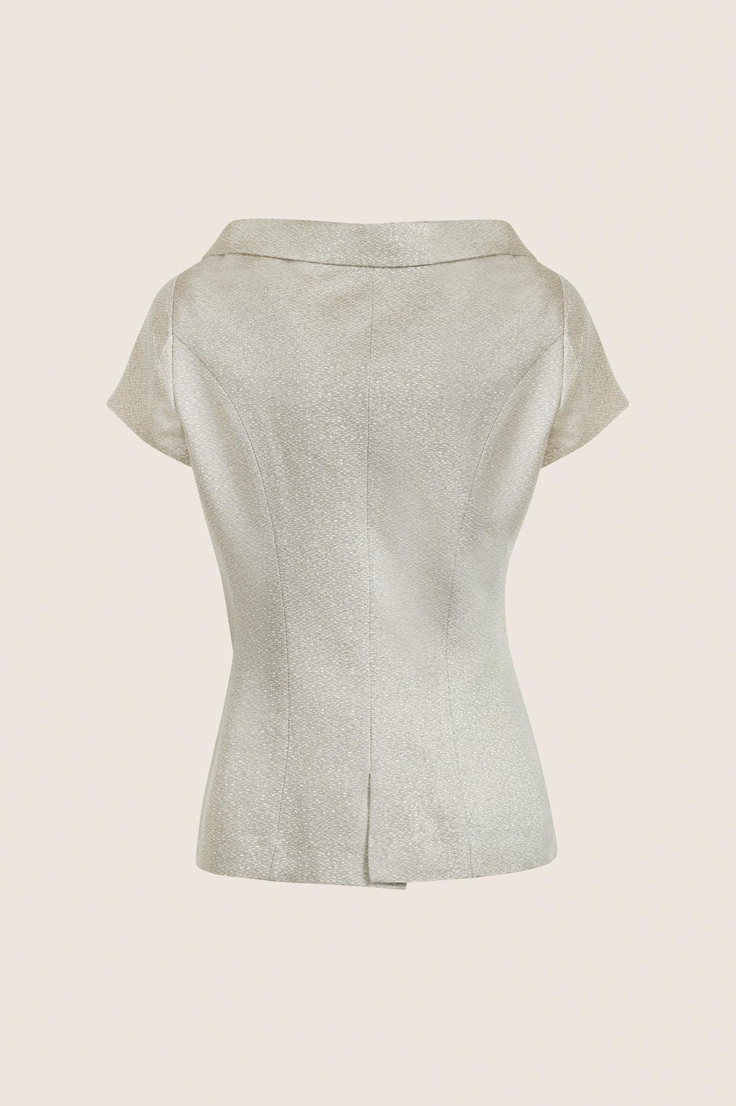 Blazer Crop Vintage Style in Gold Jacquard