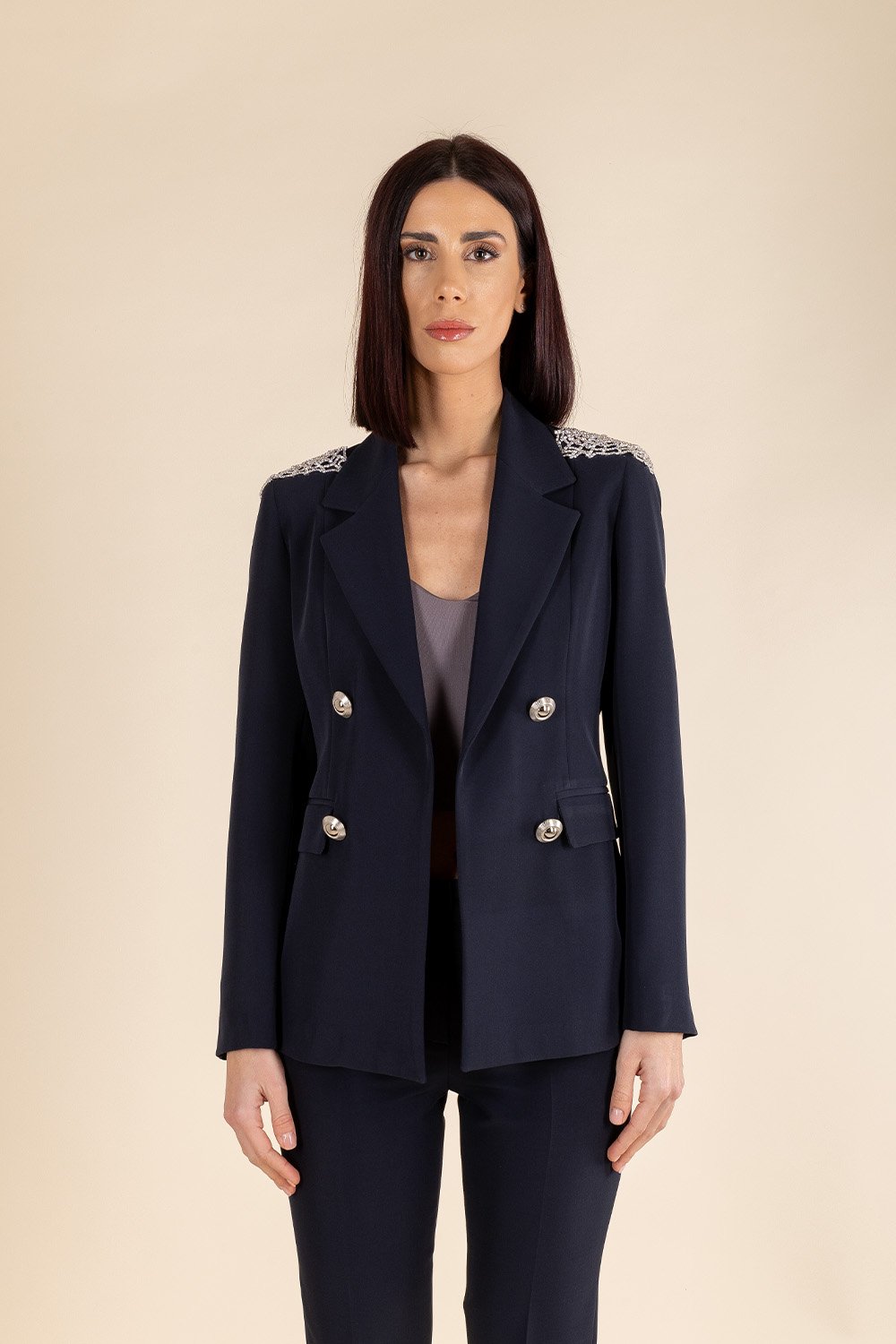 Essential Double Breasted Blazer in Navy Blue