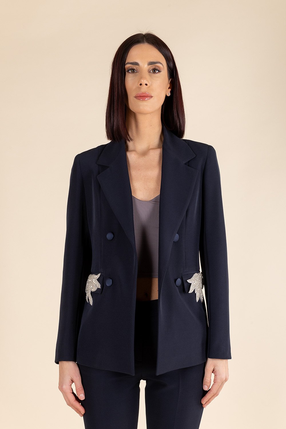 Essential Double Breasted Blazer in Navy Blue
