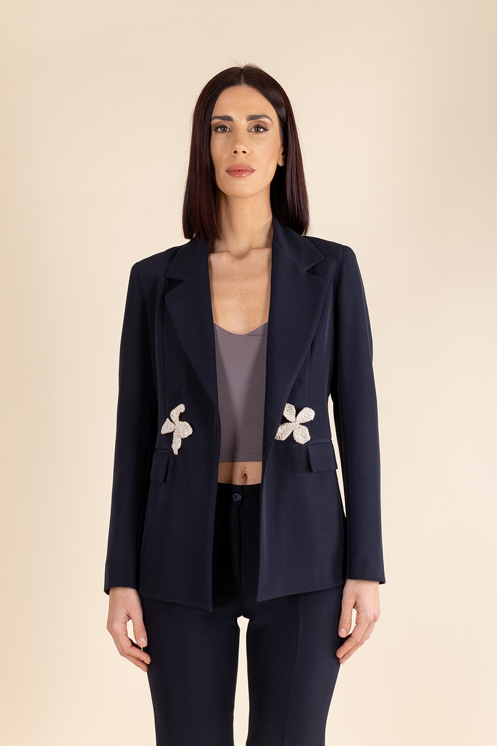 Essential Double Breasted Blazer in Navy Blue