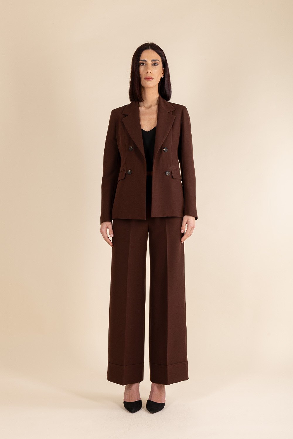 Pantalone Comfy Palazzo Fit in Cioccolato