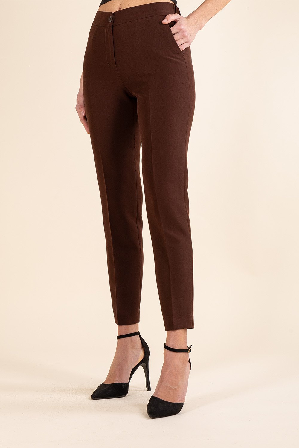 Tailored Cigarette Pants in Chocolate