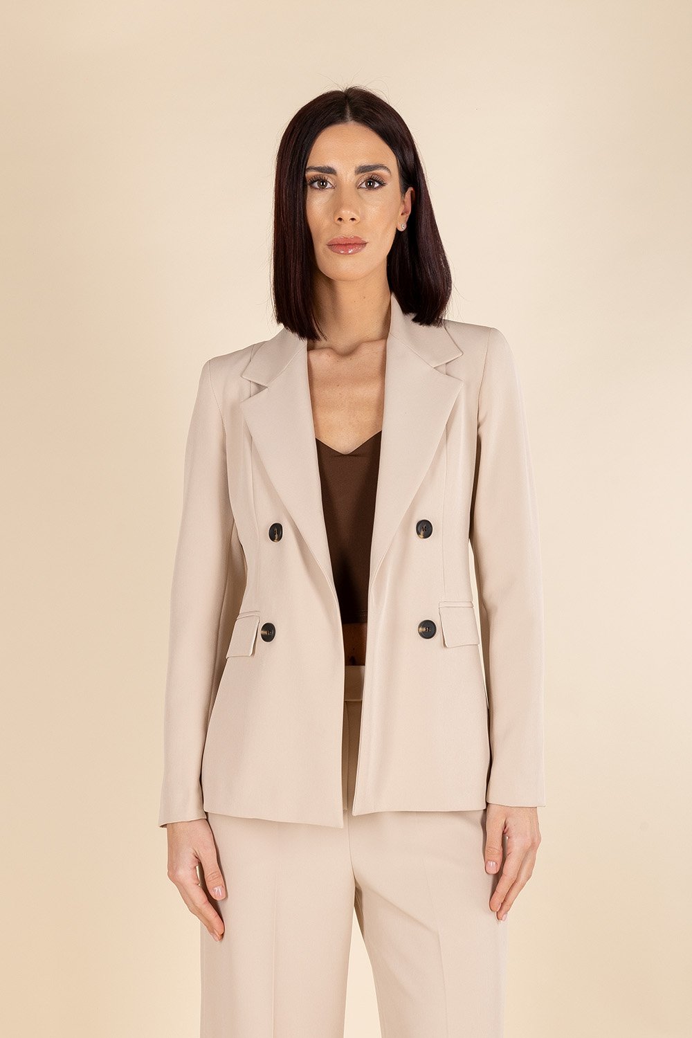Blazer Essential Doppio Petto in Crema