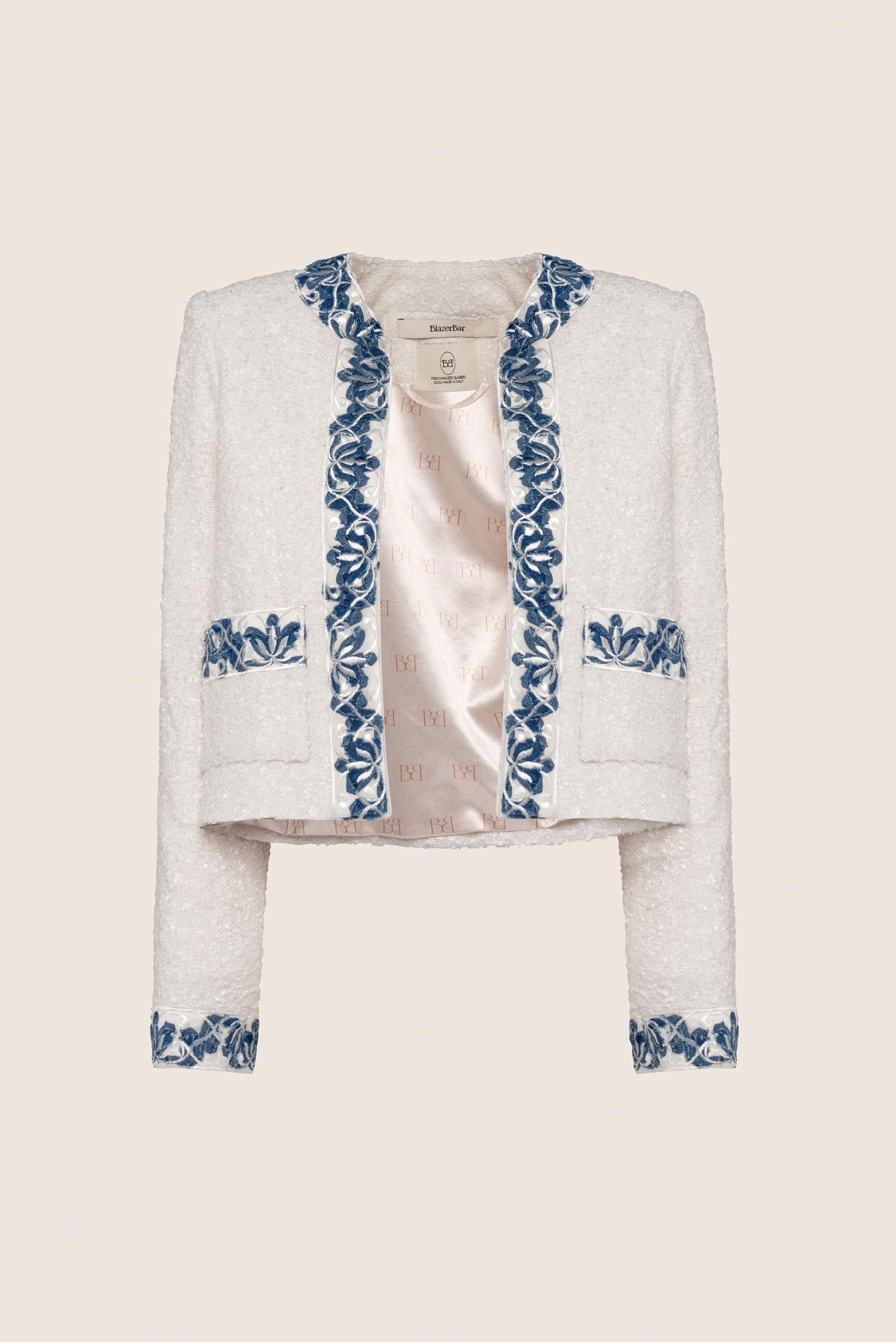 Bon Ton White & Denim Bouclé