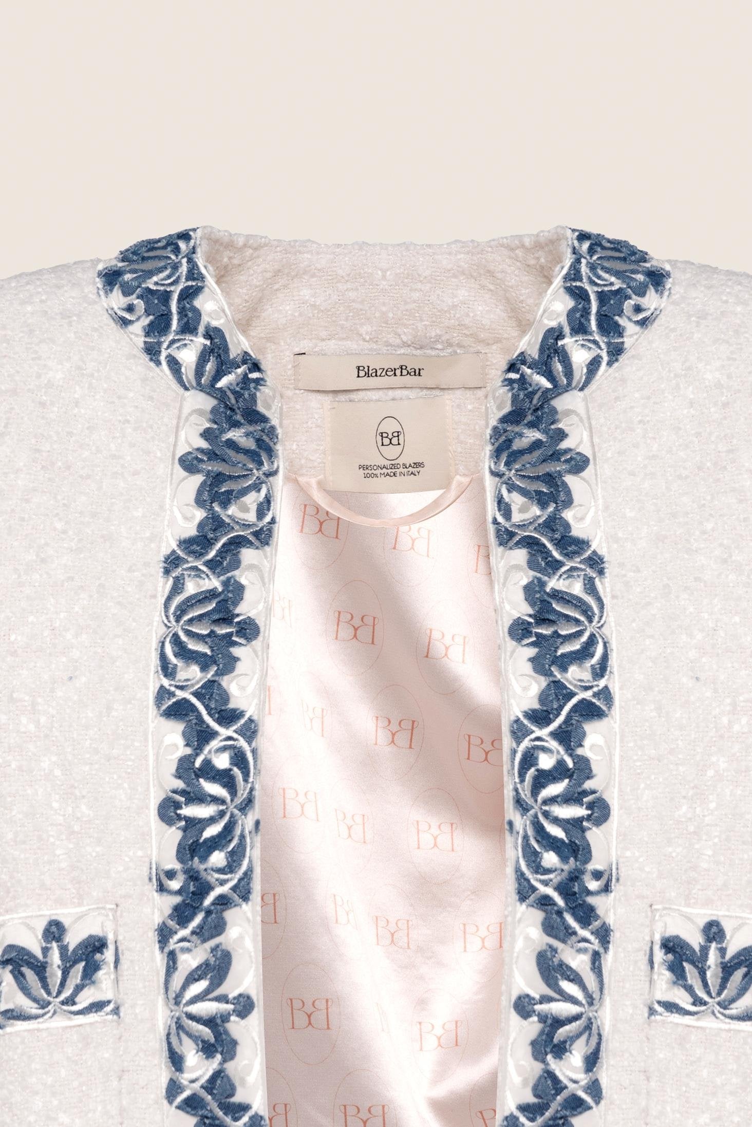 Bon Ton White & Denim Bouclé