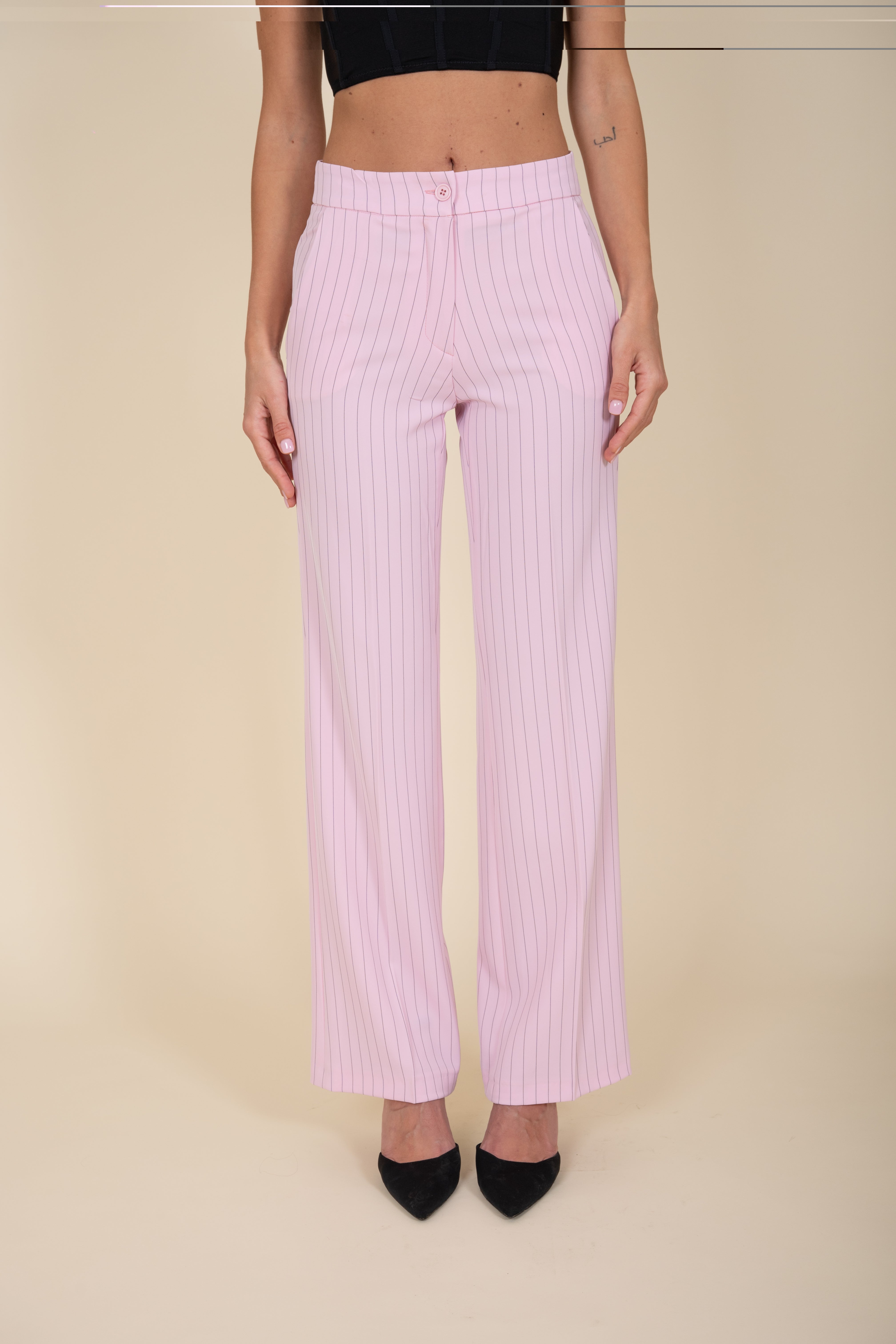 Tailleur Monopetto Gessato in Baby Pink