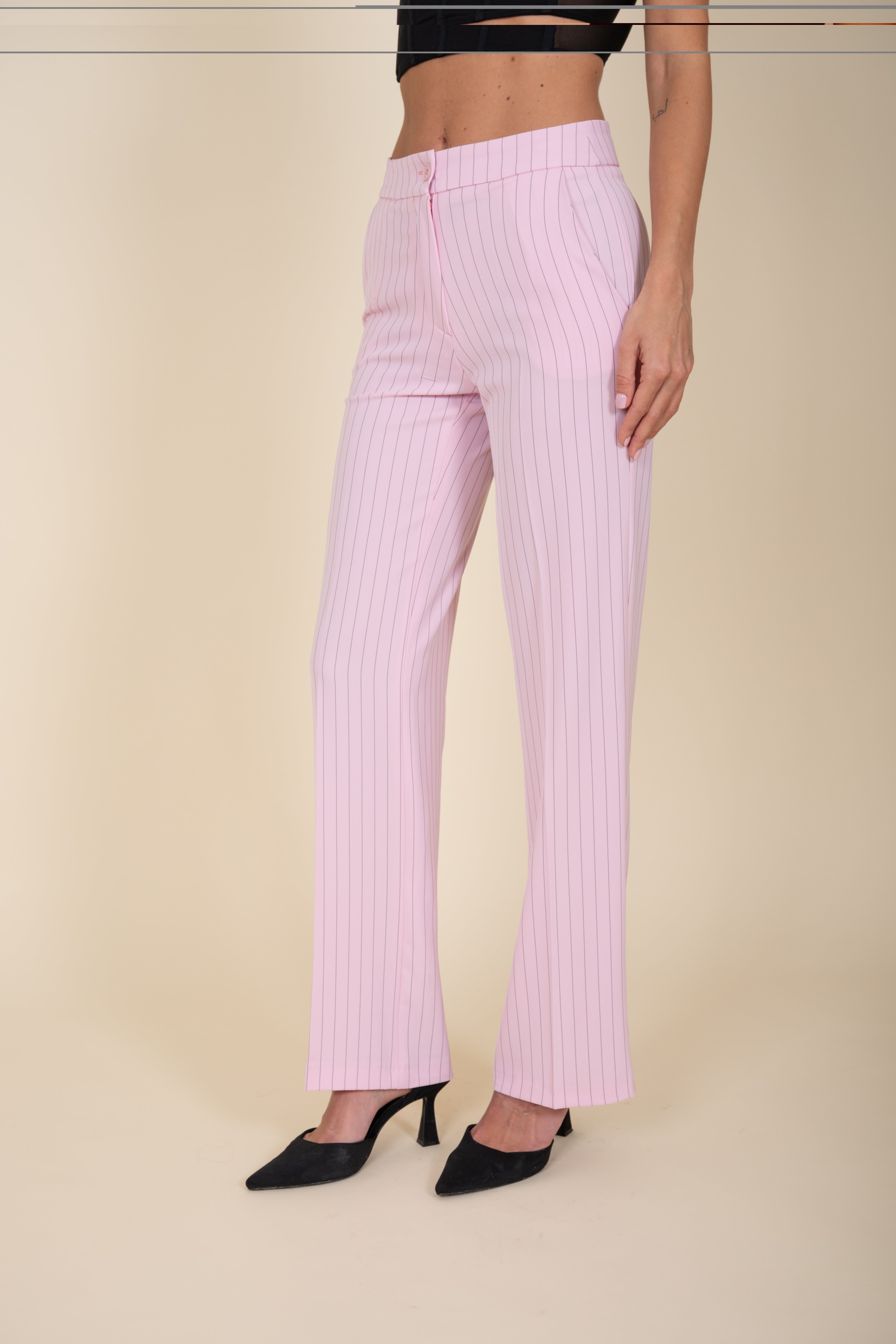 Tailleur Monopetto Gessato in Baby Pink