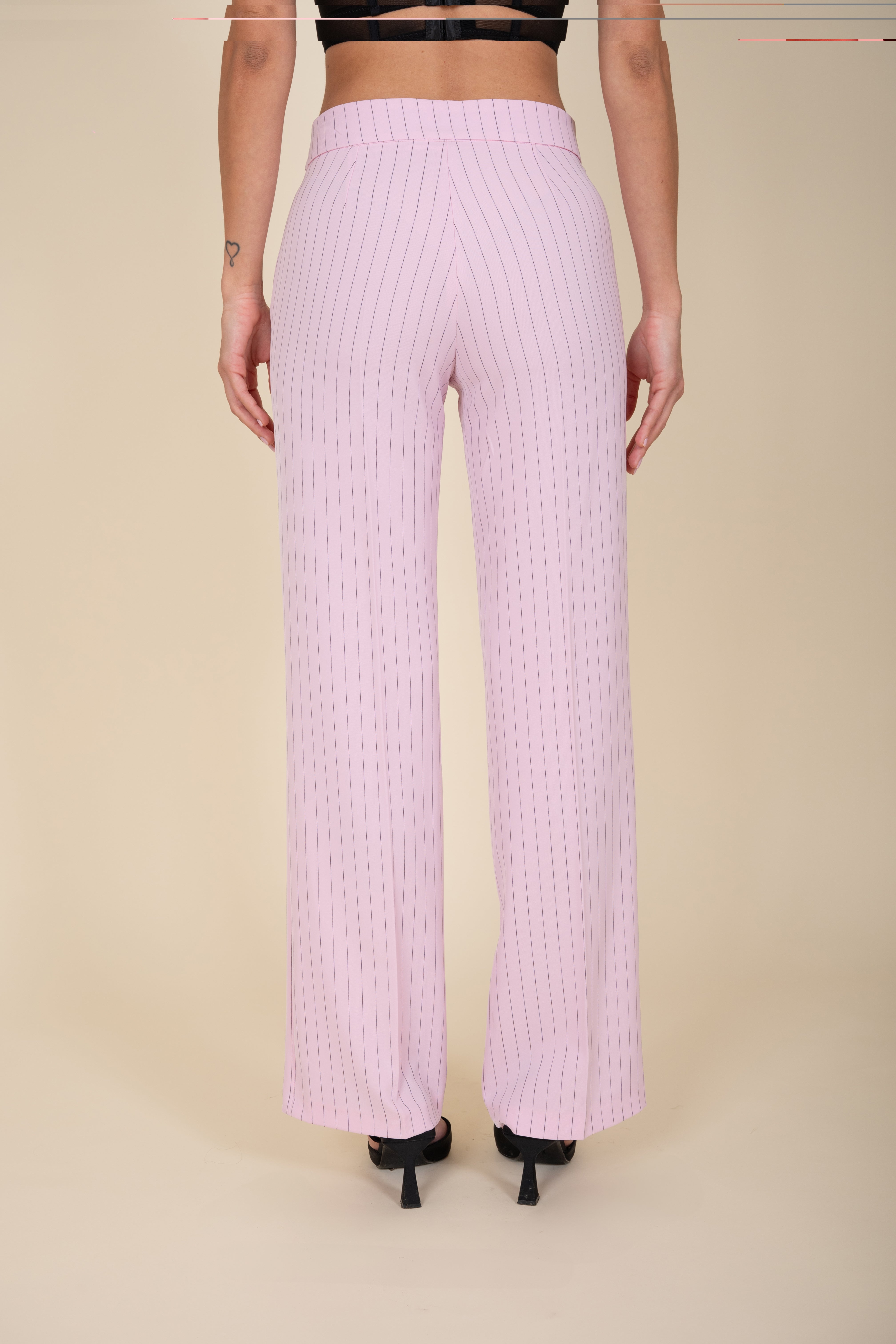 Tailleur Monopetto Gessato in Baby Pink