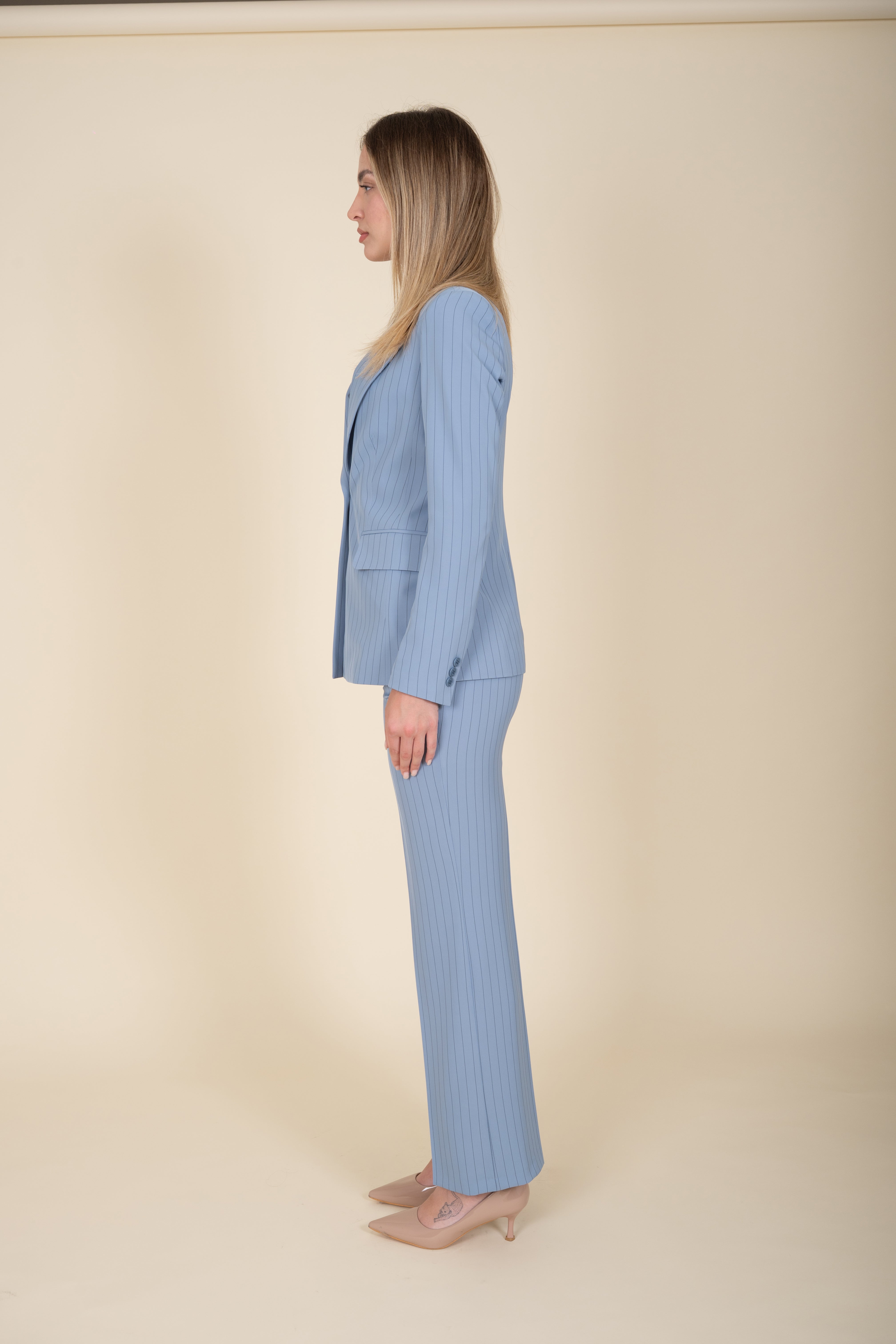 Tailleur Gessato in Baby Blue