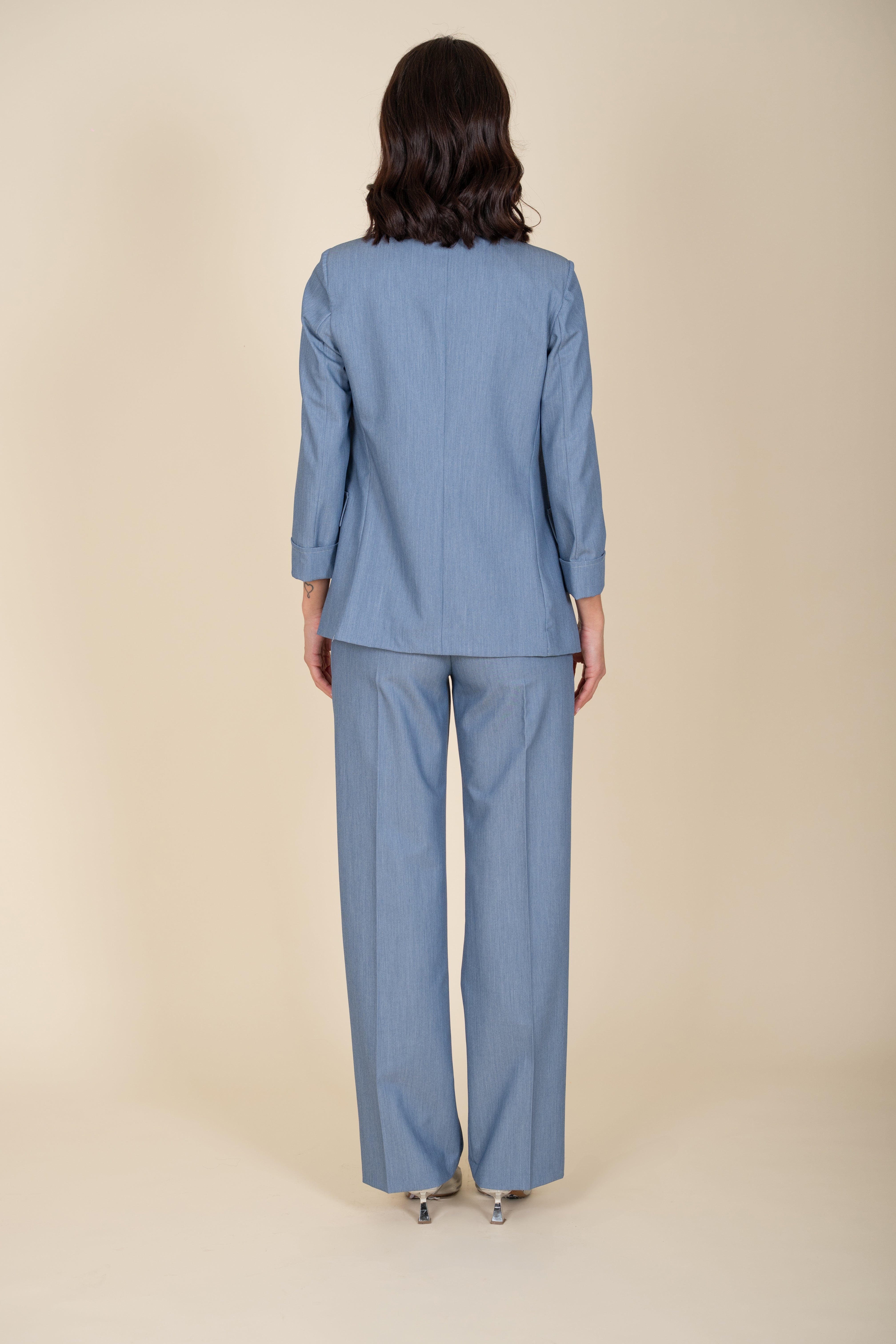 3 Piece Double Breasted Denim Suit - Sariana Model