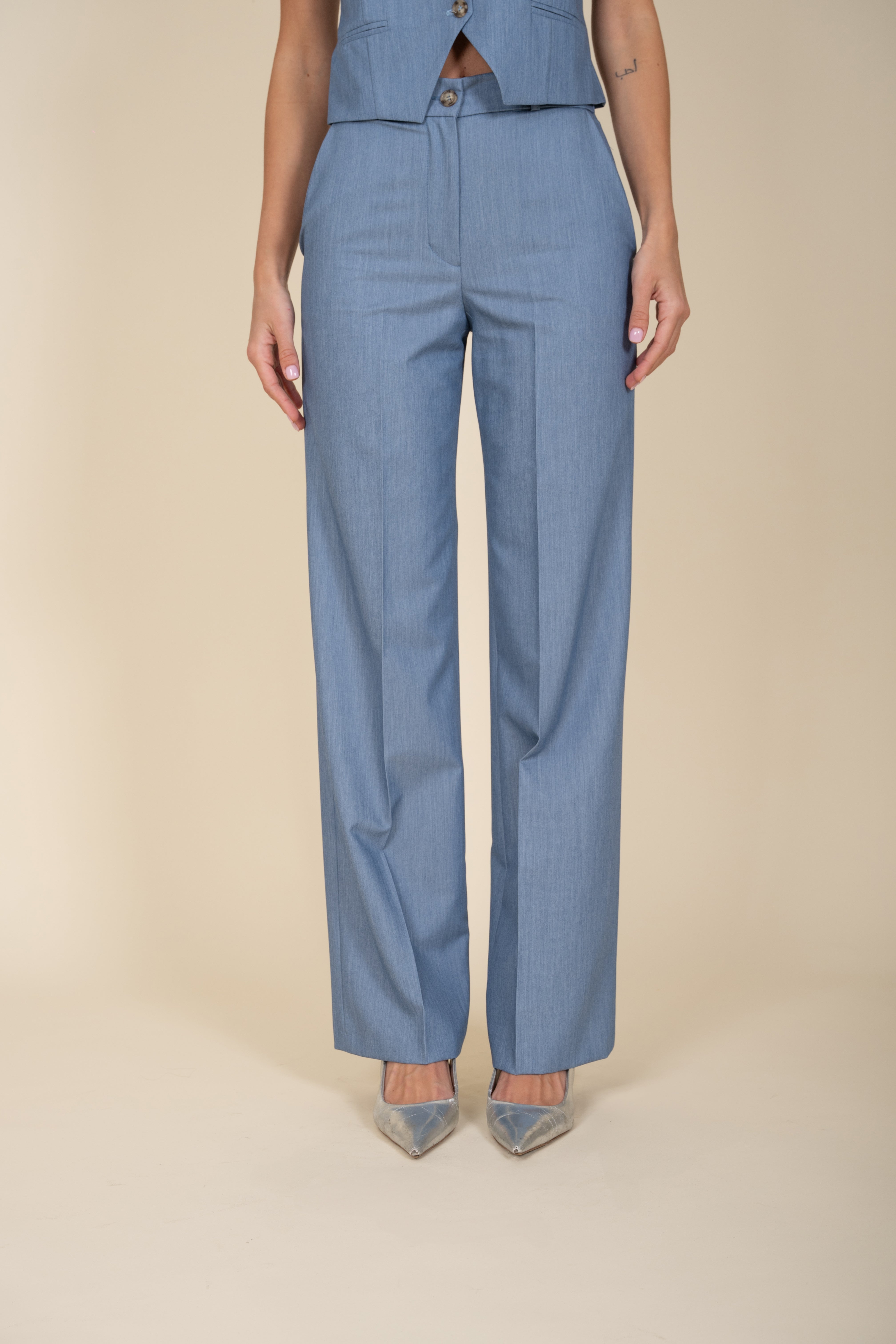 3 Piece Double Breasted Denim Suit - Sariana Model