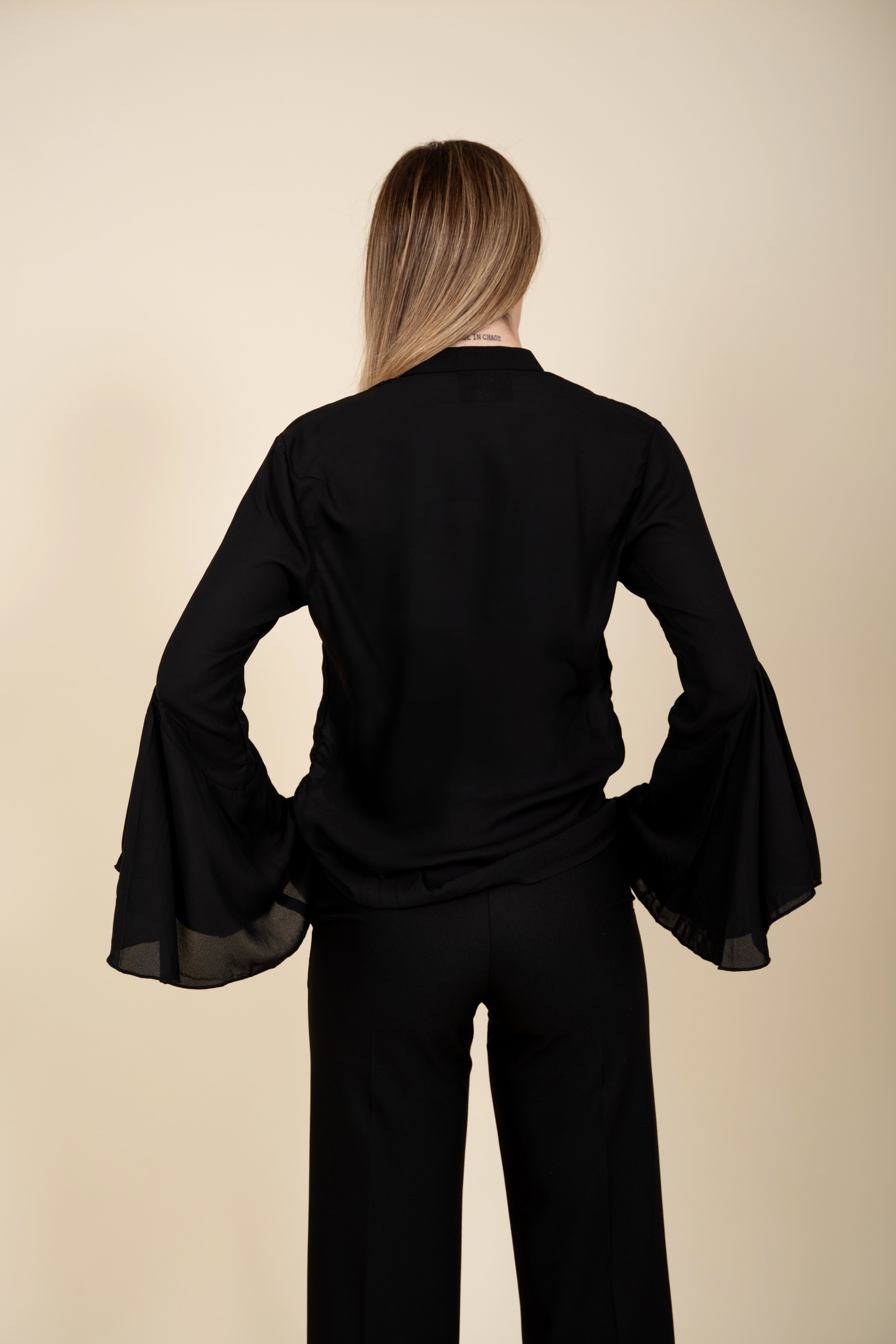 Camicia con Rouches Nera