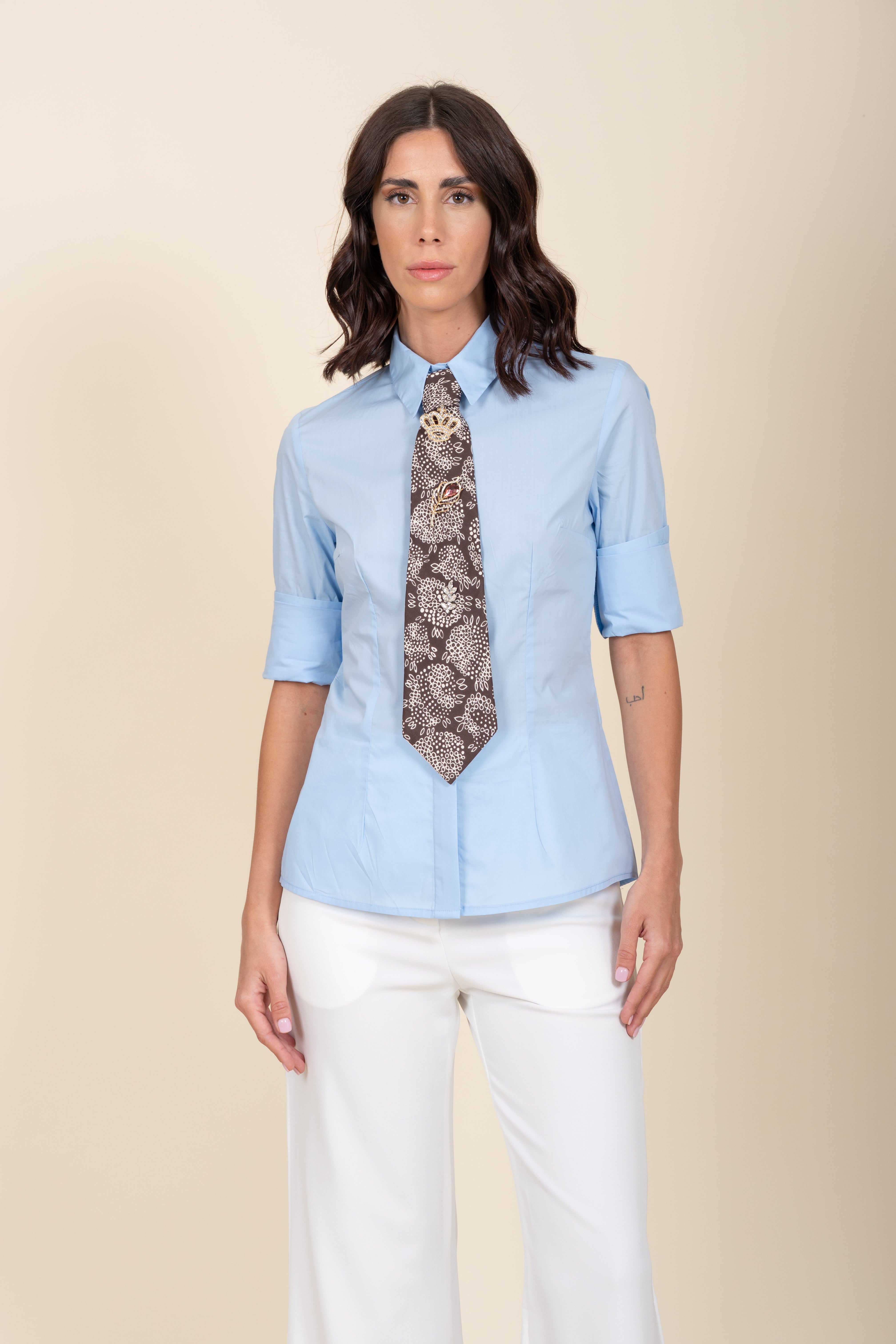 Cotton Shirt with Vintage Tie