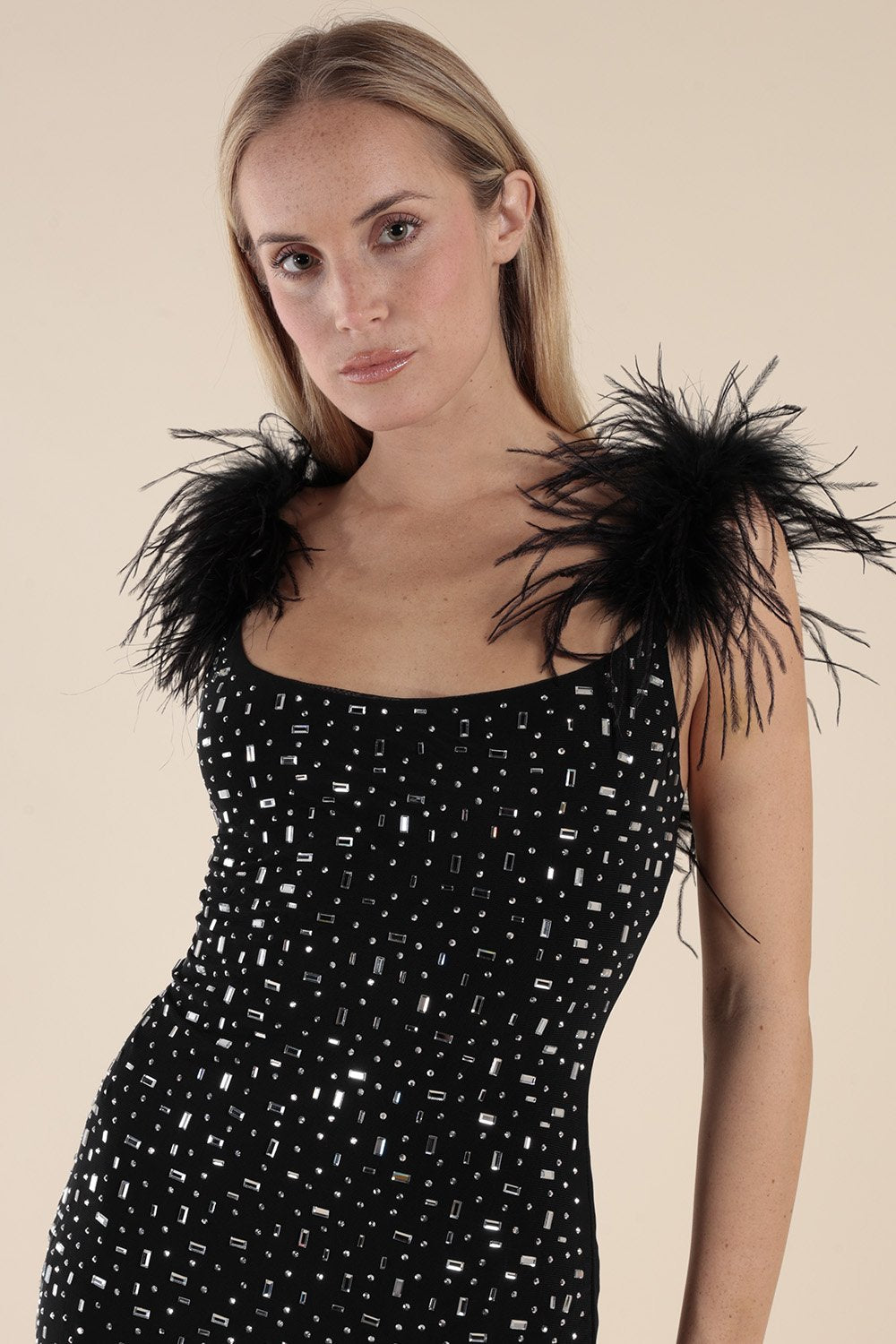 Abito Lungo Nero con Strass